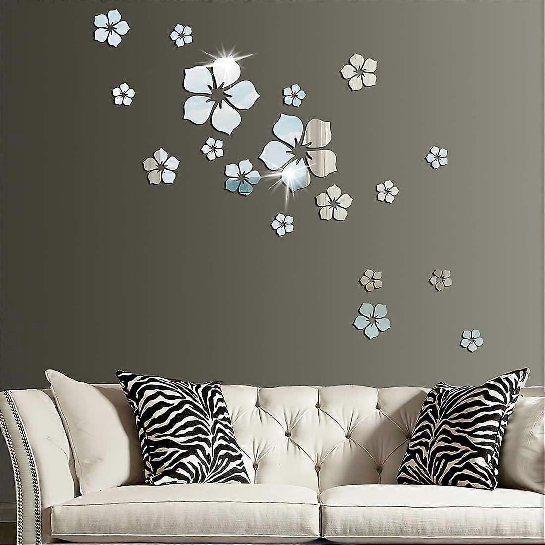 Flower Wall Sticker,18Pc Removable Acrylic Mirror Setting Wall Sticker
