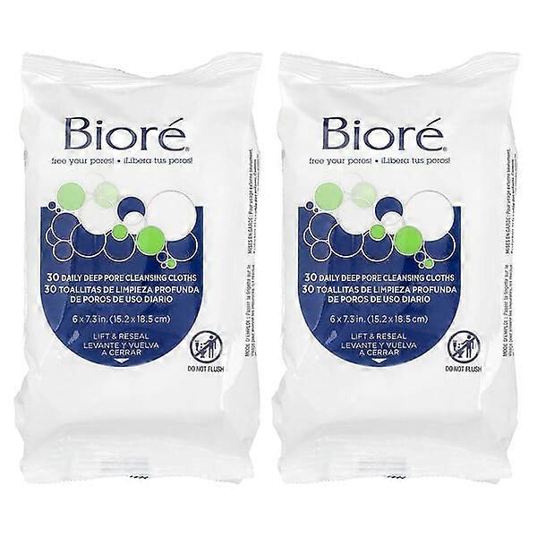 Biore, Daily Deep Pore Cleansing Cloths, 60 Pre-Moistened Cloths