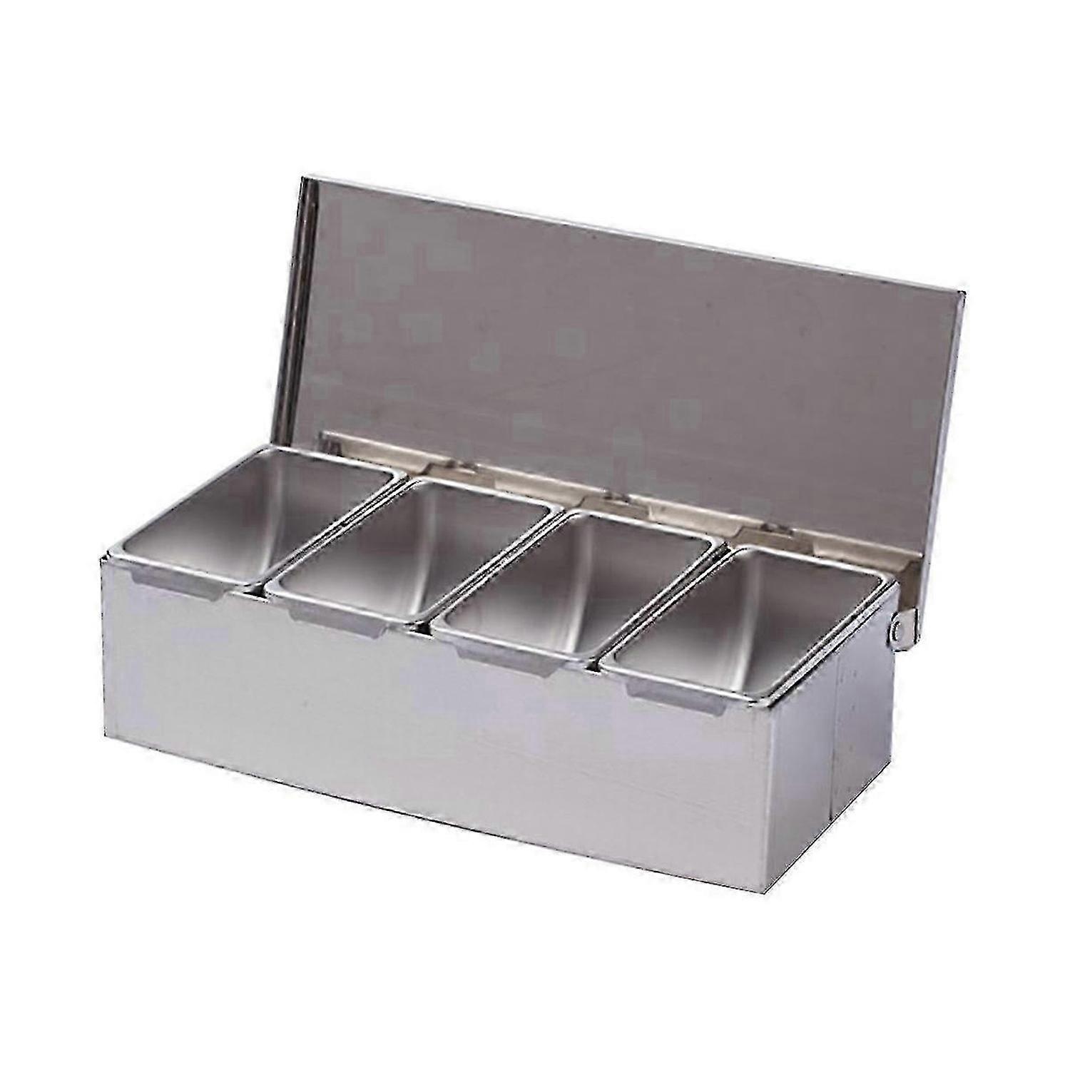 4 חלקים קופסת תיבול נירוסטה למרכיבים, רוטב גבינה, מלח, סוכר, אפיית צנצנת תבלינים