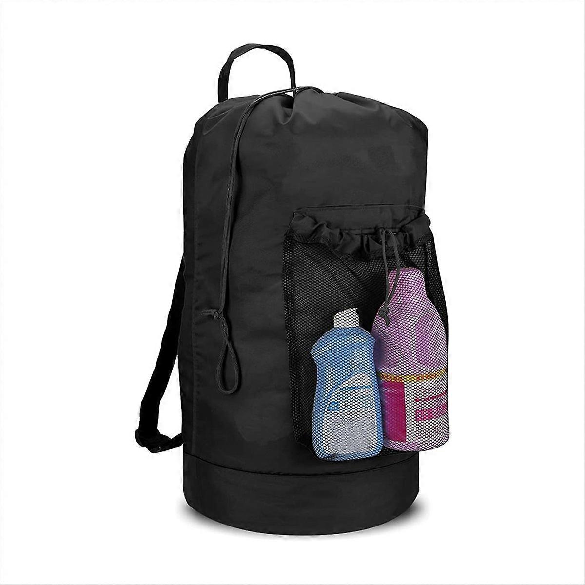 Laundry Bag with Shoulder Straps and Mesh Pocket Laundry Backpack