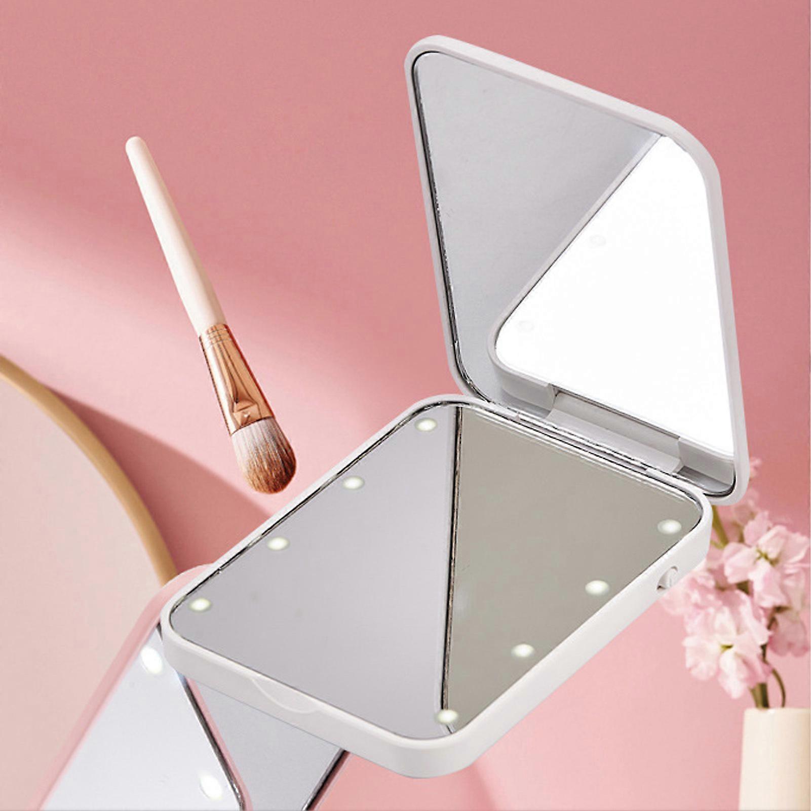 LED Compact Makeup Mirror with Light 2 Sided Magnification Portable Handheld Small Lighted Cosmetic Mirror for Travel 