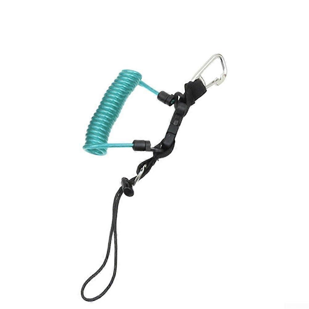 Diving Reef Hook Lanyard Scuba Gear, 3m Stretchable AntiLost Line, ABS Quick Release Buckle, SS316 Spring Core, Blue