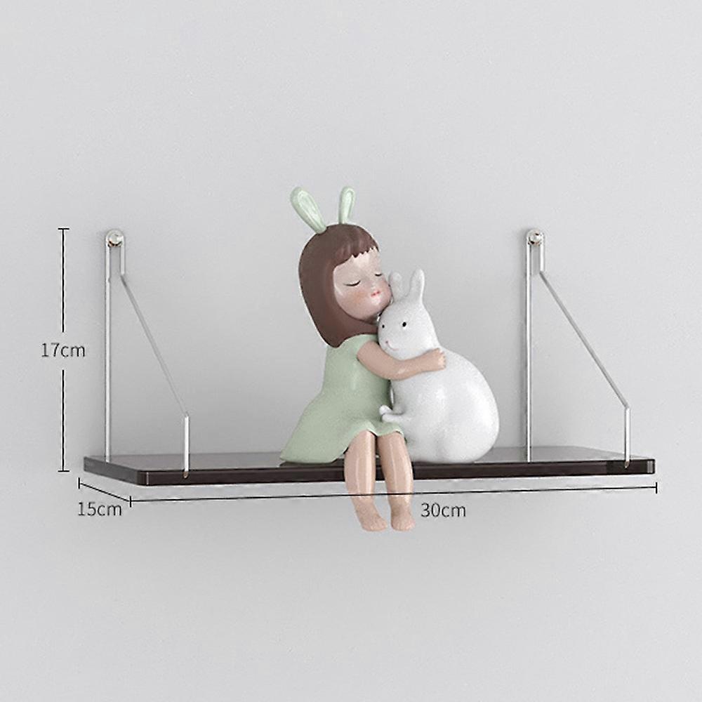 30 x 15cm Wall Mounted Floating Shelf Transparent Acrylic Bookshelf Display Rack for Living Room