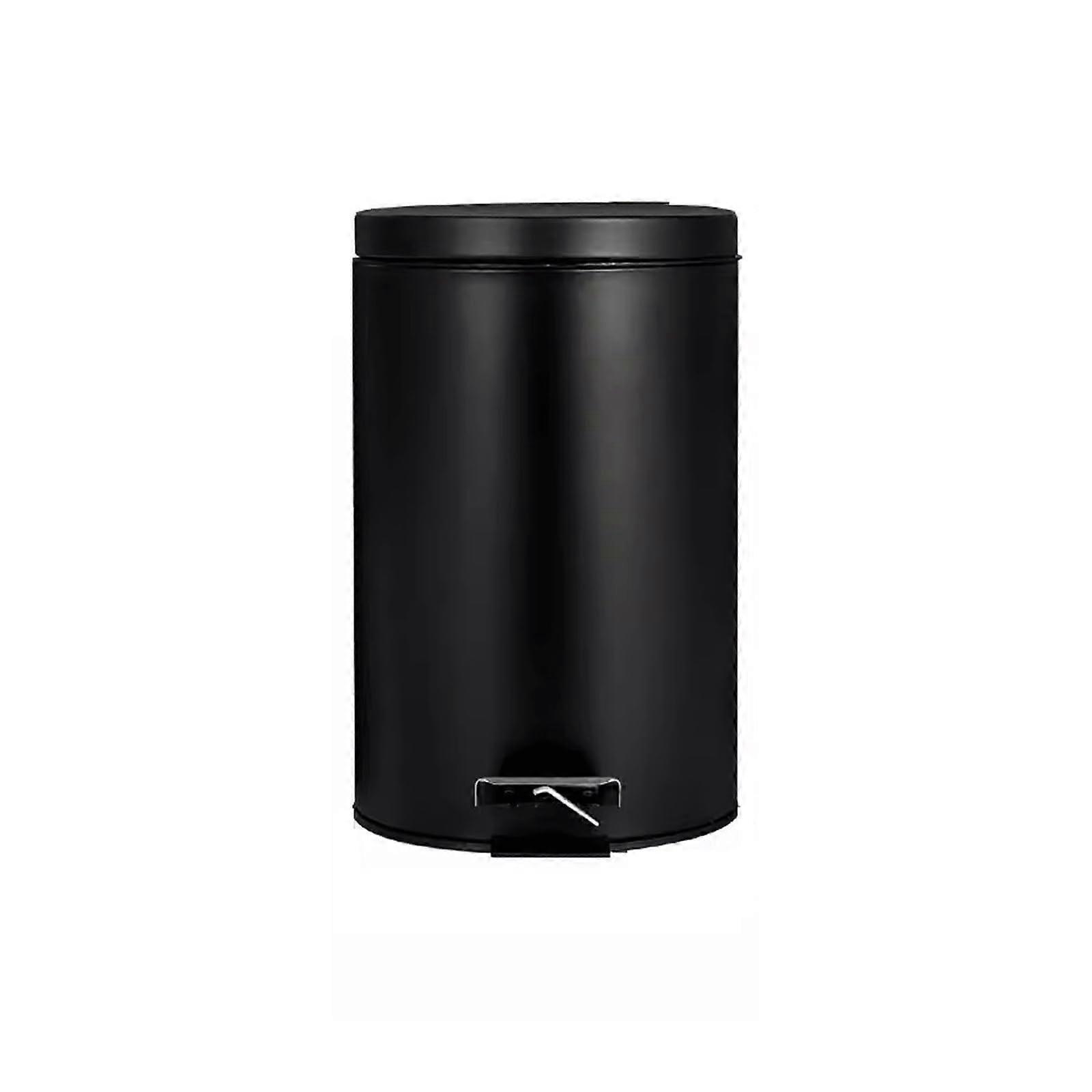 Pedal Trash Can with Lid for Kitchen Bathroom Waste Sorting Round Garbage Bin Black