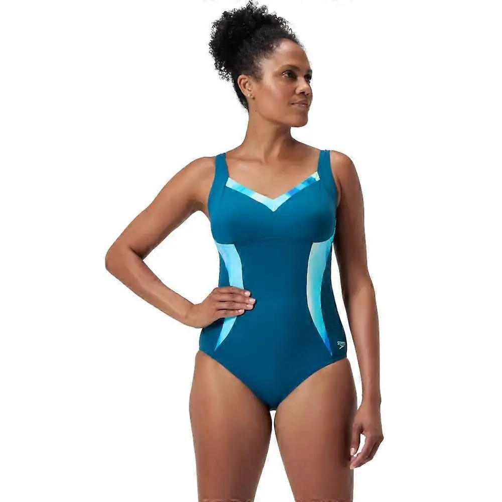 Speedo Shaping 印花 LunaElustre 泳衣 - 深蓝绿色/绿色