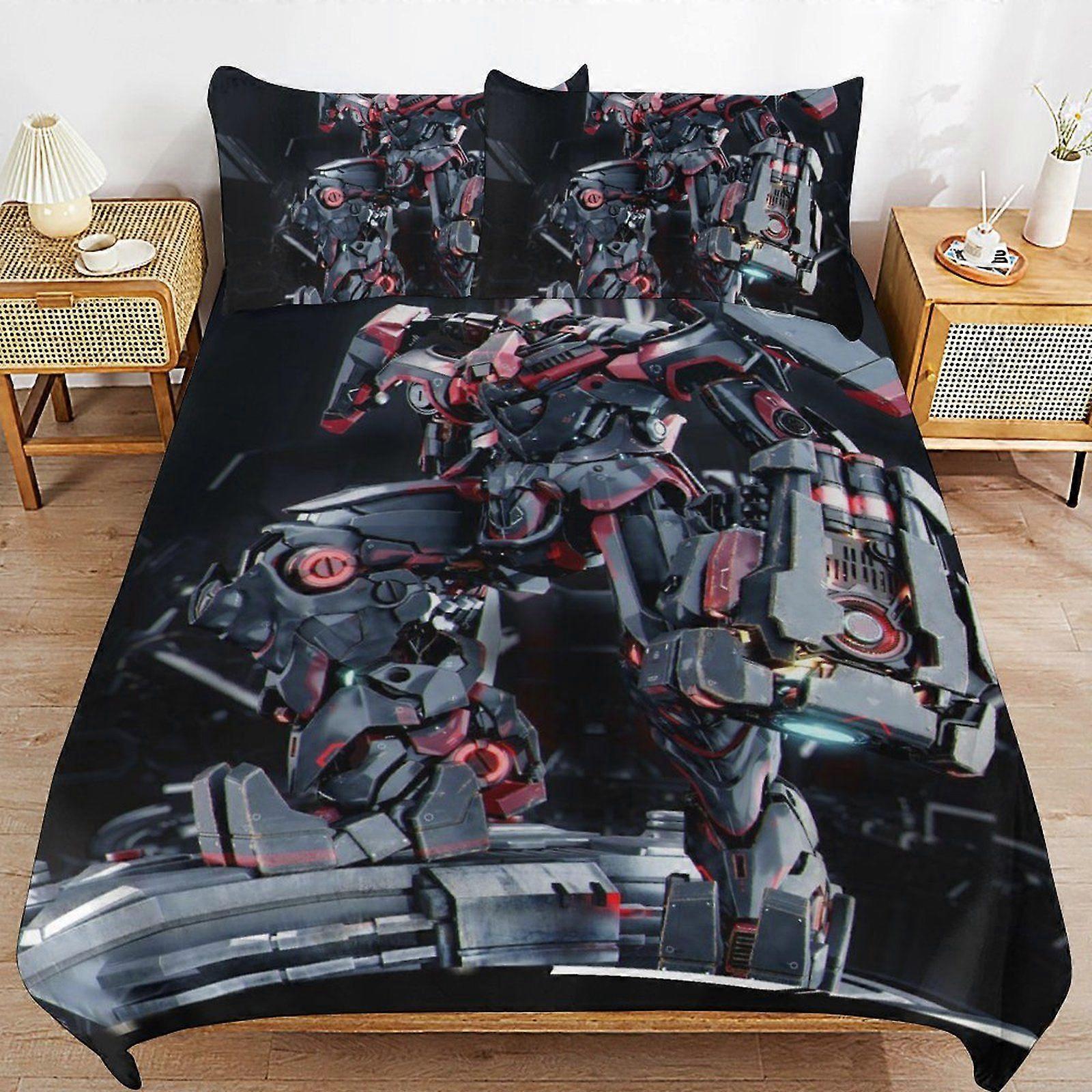 d113 War of the Robots Durable Stitch Pattern Rest Comfort Feel Breathable Zip Fabric Duvet Cover Sets Nightly b113