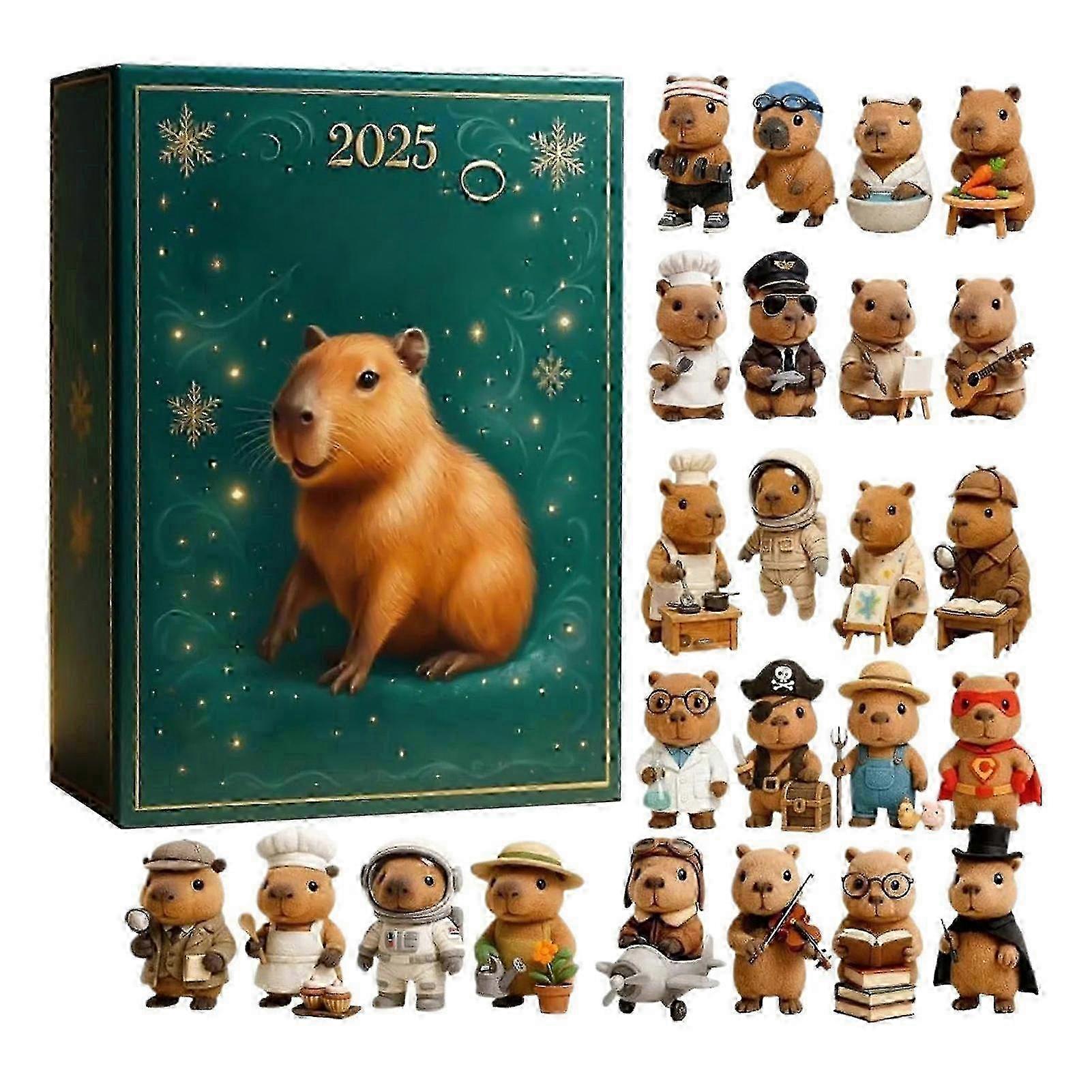2025 Capybara Advent Calendar with 24Pcs 2D Acrylic Ornaments for Christmas Countdown Decor 2025-2026
