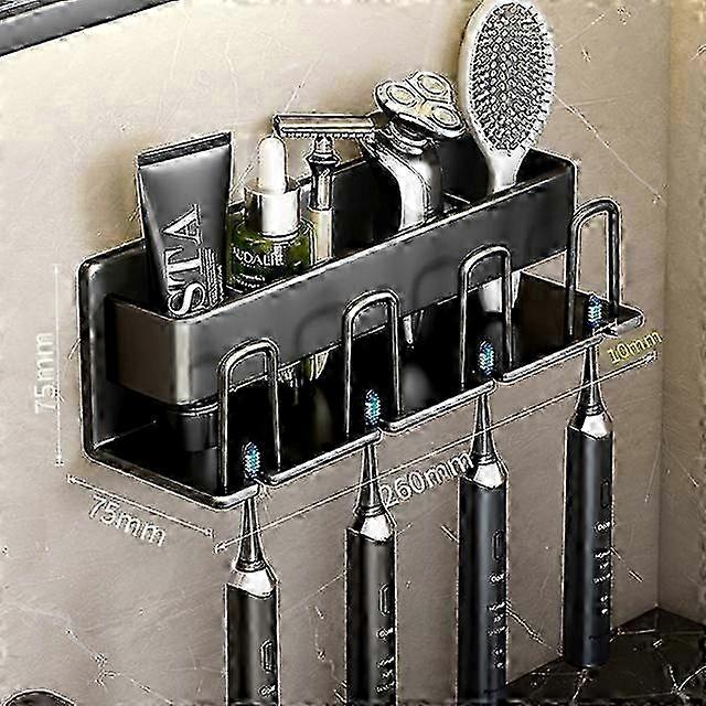 Aluminum Wall Mount Toothbrush and Paste Organizer with Space-Saving Design for Bathrooms
