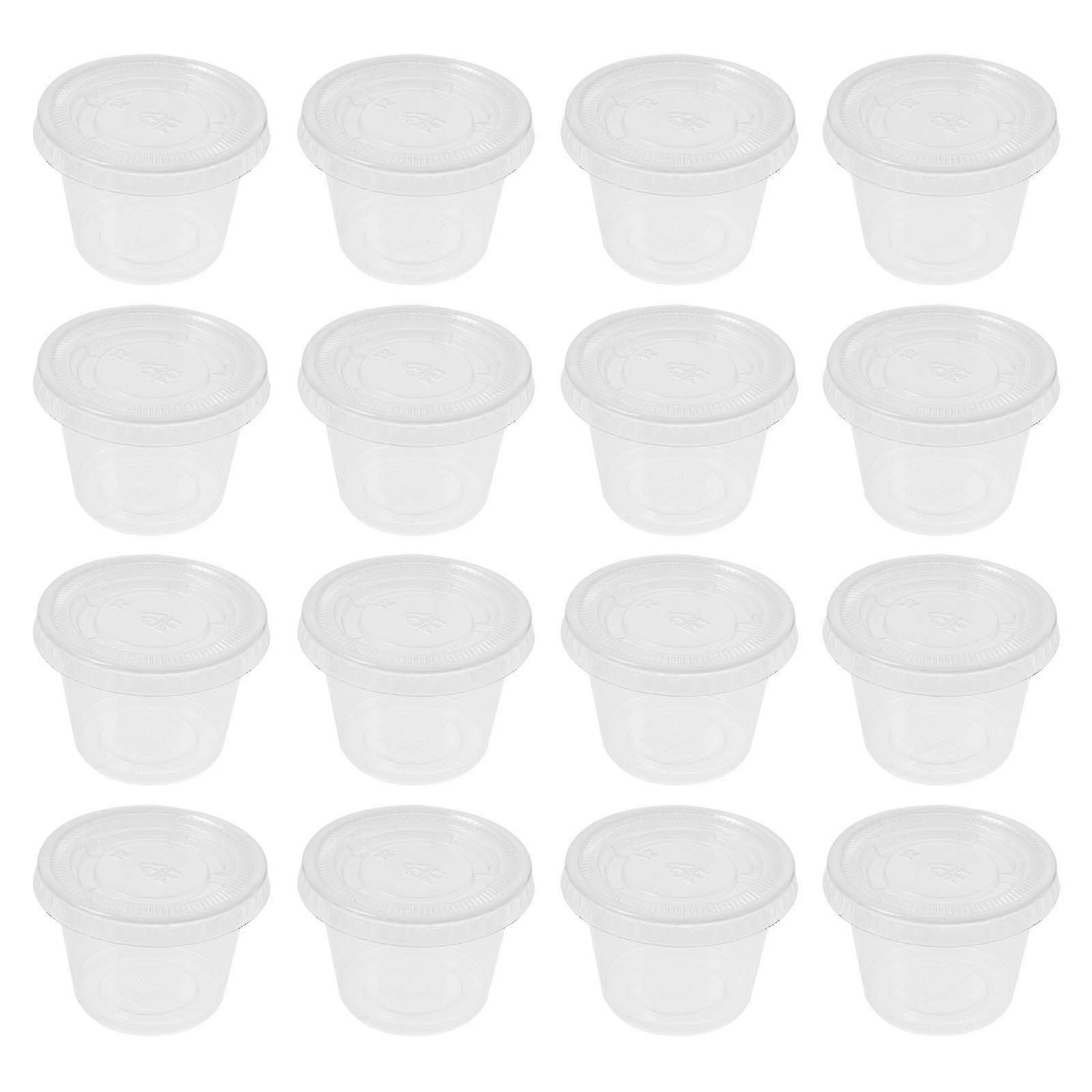 100 Pcs Disposable Sauce Cups with Lids, Jelly Cups, Ketchup Cups, Dip Cups for Take Out