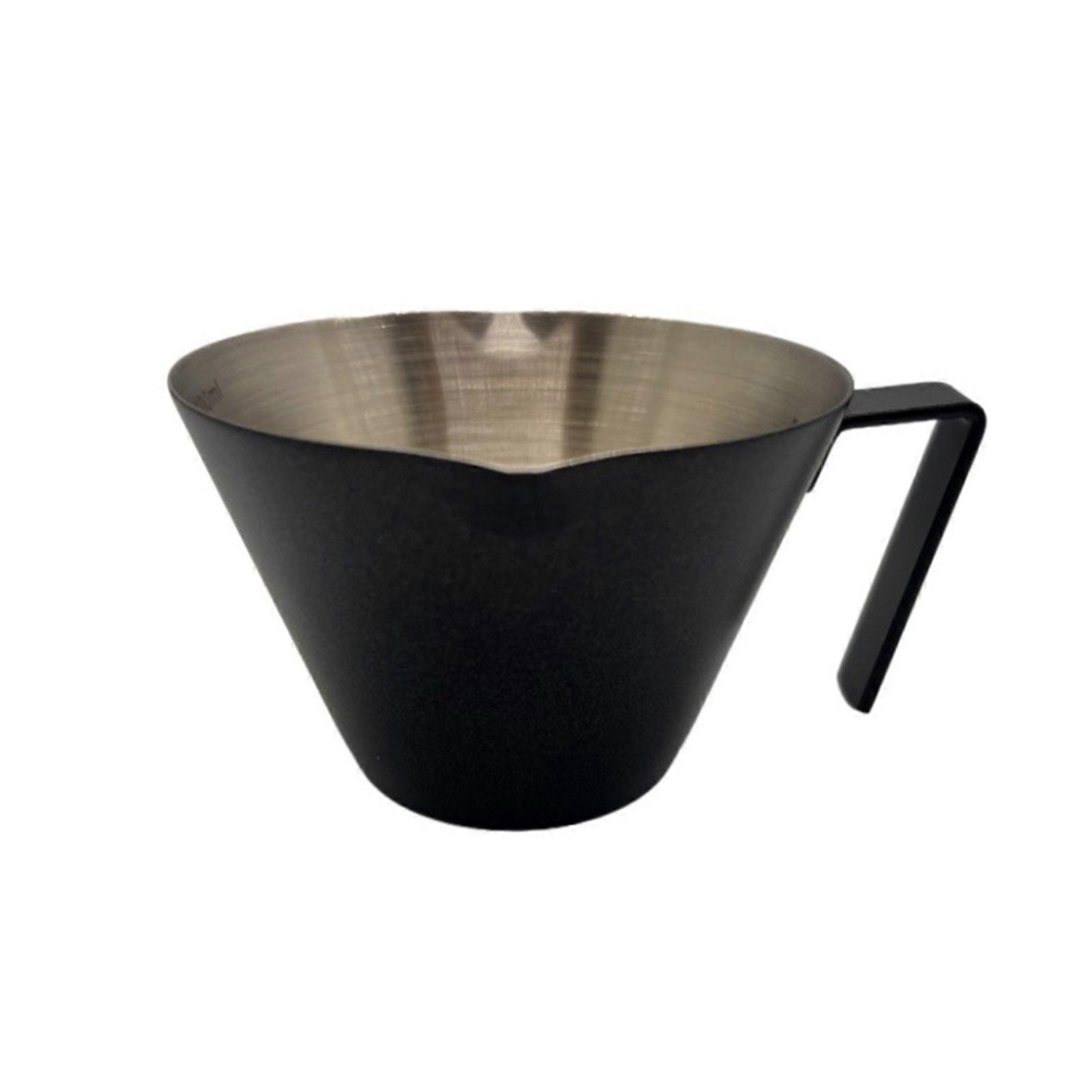 Espresso Measuring Cup Dual Scale Stainless Steel Coffee Cup with V-Shaped Spout 100ml Espresso Shots Cup with Handle Bean Weighing Tool for Barista C