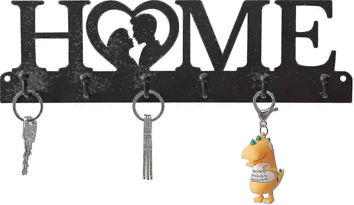 Key Holder Wall Mounted Key Hooks For Wall Decorative With 10 Hooks Black Metal Key Organizer Rack Hanger