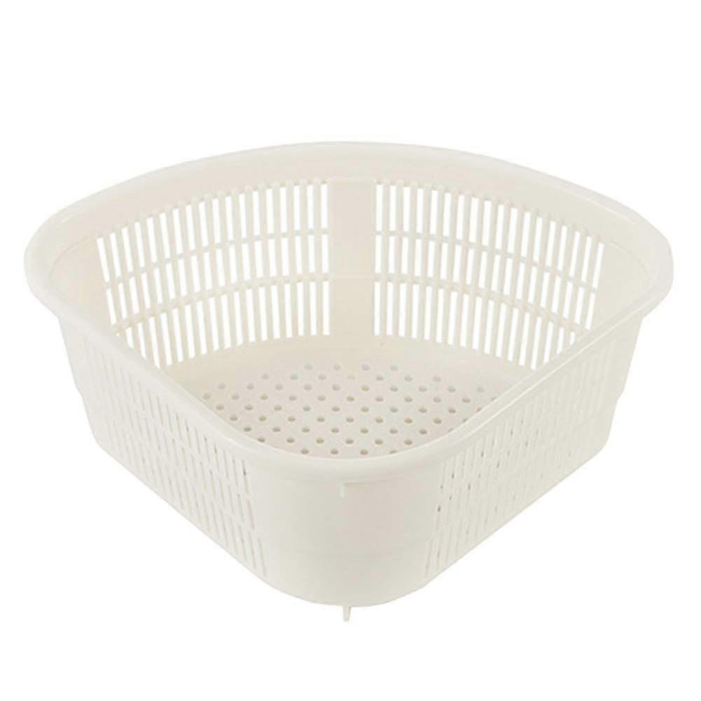 Triangular Sink Basket - Corner Drains Strainer Box, Plastic Storage Rack for Sponge, Fruit, Soaps, White