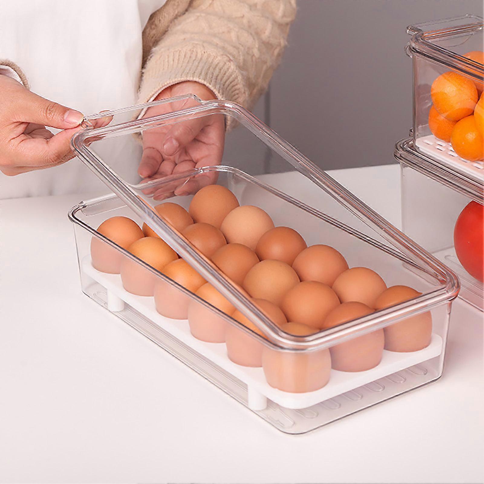 SUSUchens Fridge Storage Box with Lid, Transparent Stackable Fresh-keeping Case, Egg Organizer, Crisper Box, compatible with SUSUchens Style E