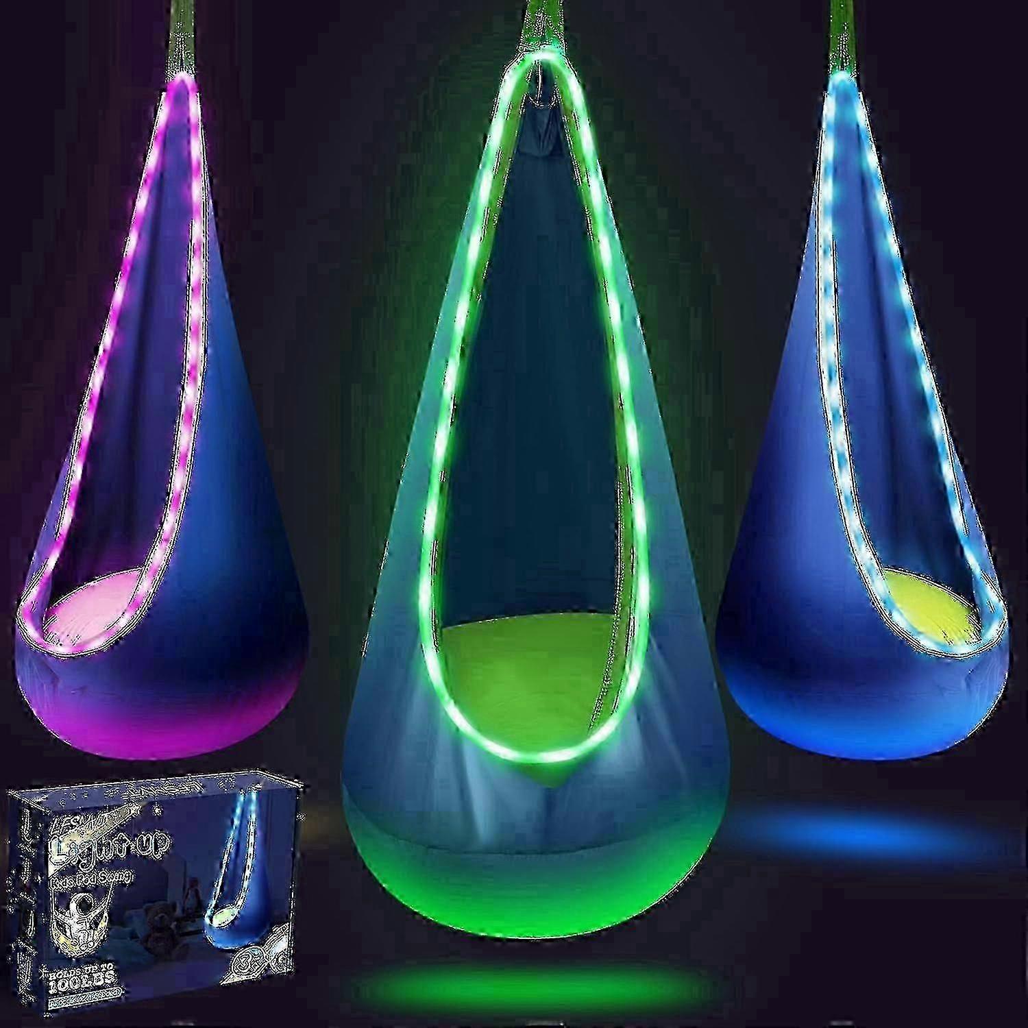 ערסל נדנדה חושי פנימי/חיצוני עם כרית מתנפחת ומושב תאורת LED, אידיאלי לקריאה והרפיה לילדים 25-26