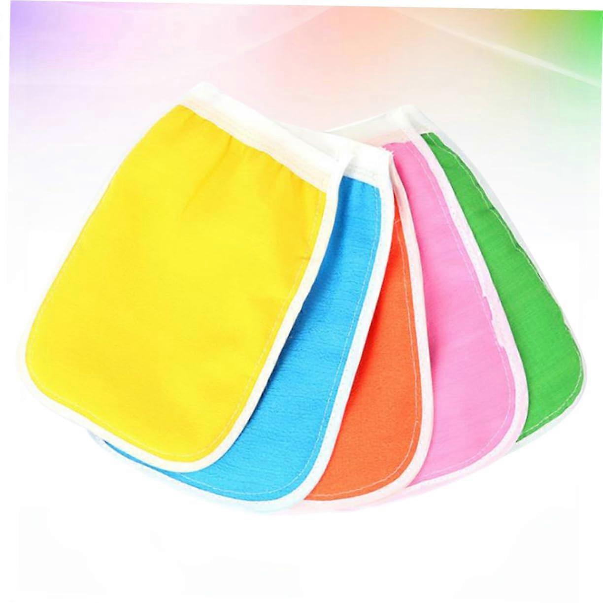 Exfoliating Gloves For Bathing  5 Pack Textured Scrubbing Mitts, Deep Cleansing, Rich Foam, Unisex, Mixed Colors