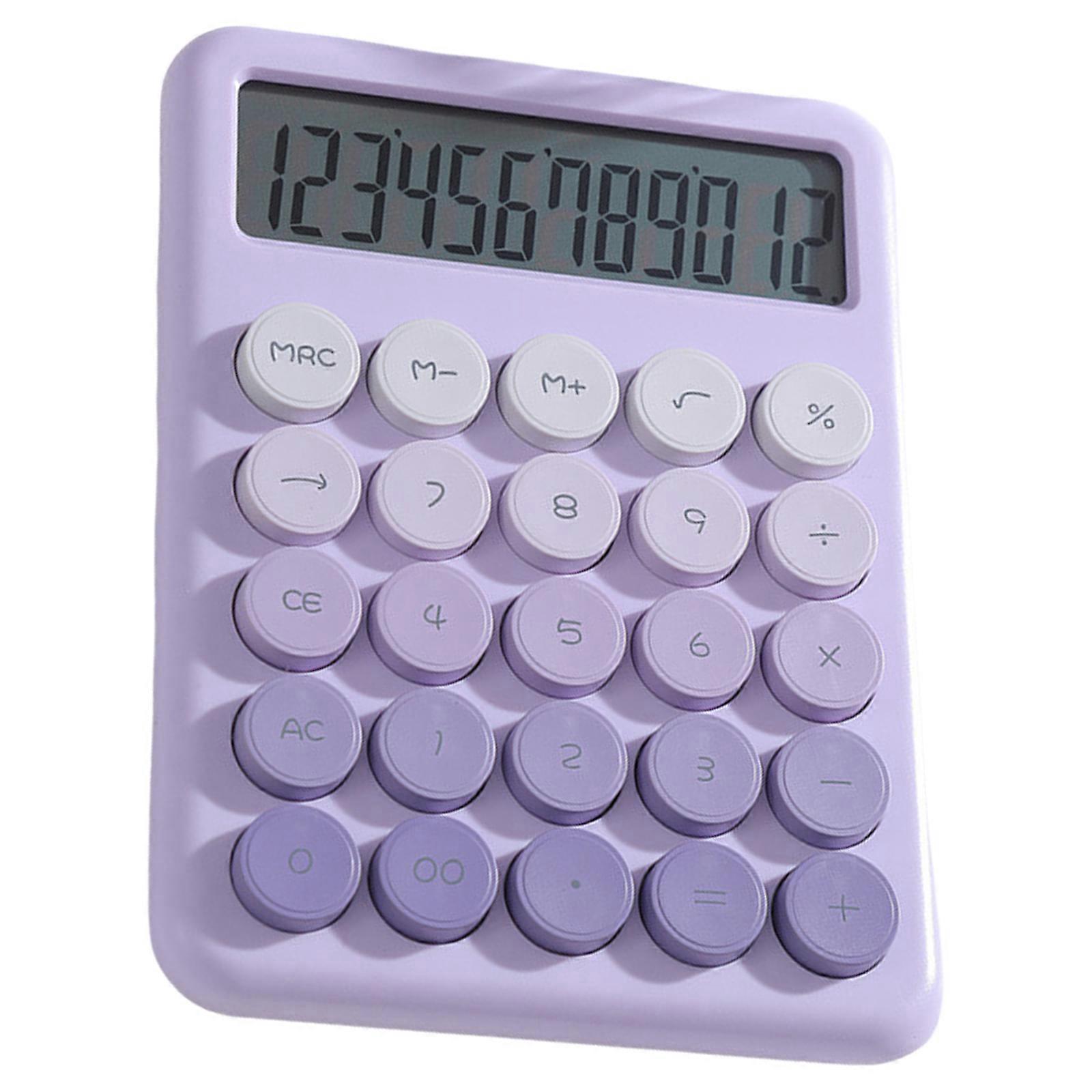 Cute Design 12Digit Desktop Calculator With Easy To Read Screen And Quiet Key For Quiet Environment for Students  Purple