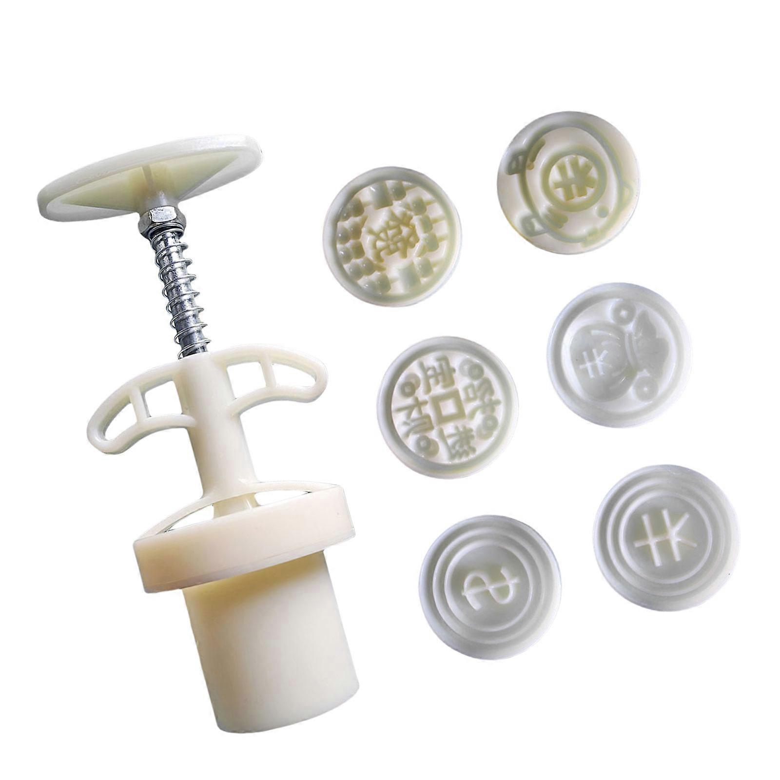 Practical Mooncakes Presses Molds New Year Mooncakes and Cookie Molds with 6 Decorative Stamp for Celebration Multicolor