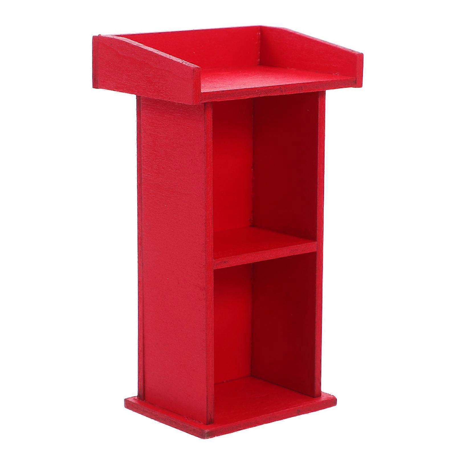 Dollhouse Red Wooden Speaker Podium for Display 1:12 Scale Miniature Accessory