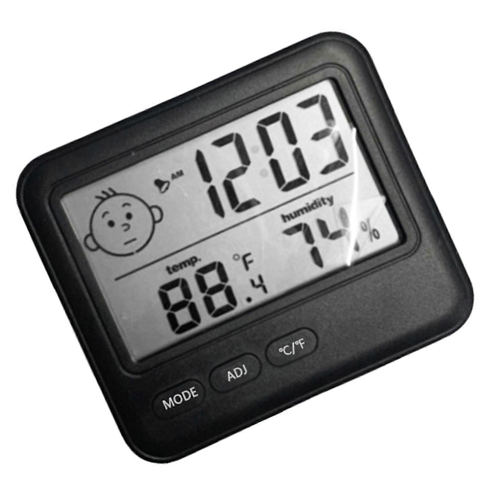 Digital Temperature and Hygrometer Guage for Home Use Featuring Large Display and Fun Smile Feedback  Black