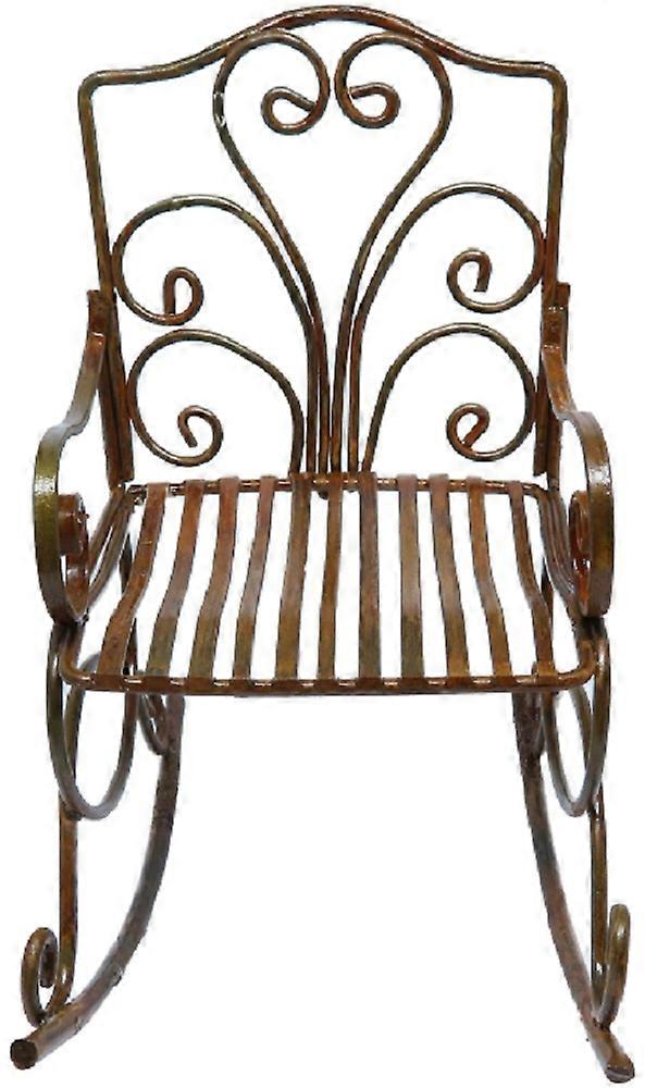 娃娃屋棕色摇椅金属摇杆微型户外家具 1：12