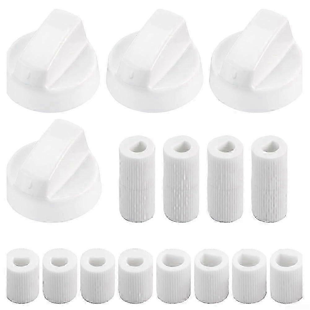 4 Pcs Oven Cooker And Hob Switch Knob Replacement Set, PVC White Knobs For 6mm/8mm Shafts With Clear Temp Markings