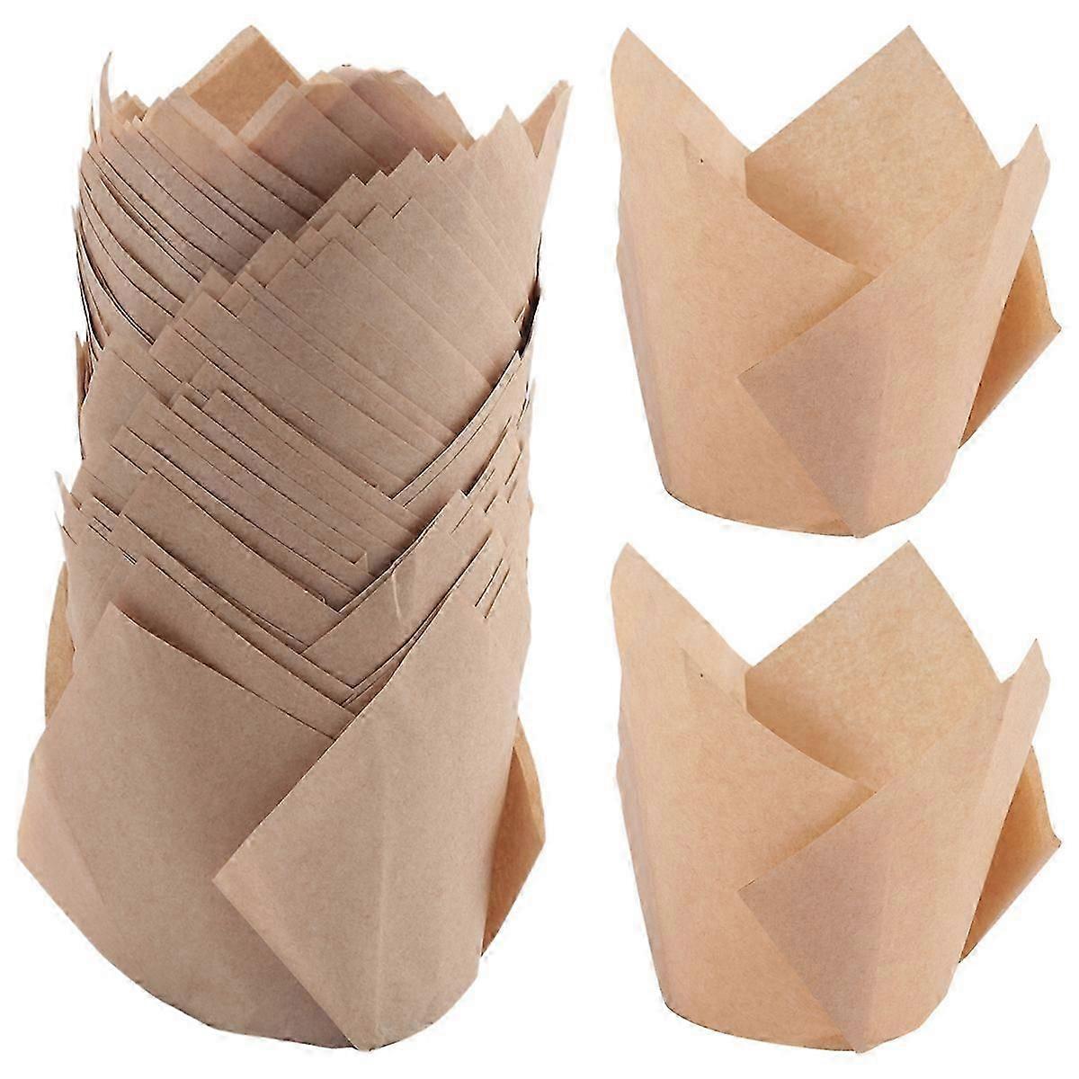 50 Pcs Tulip Cupcake Liners,Tulip Baking Paper Cupcake & Muffin Liners Unbleached Baking Cups Cupcak