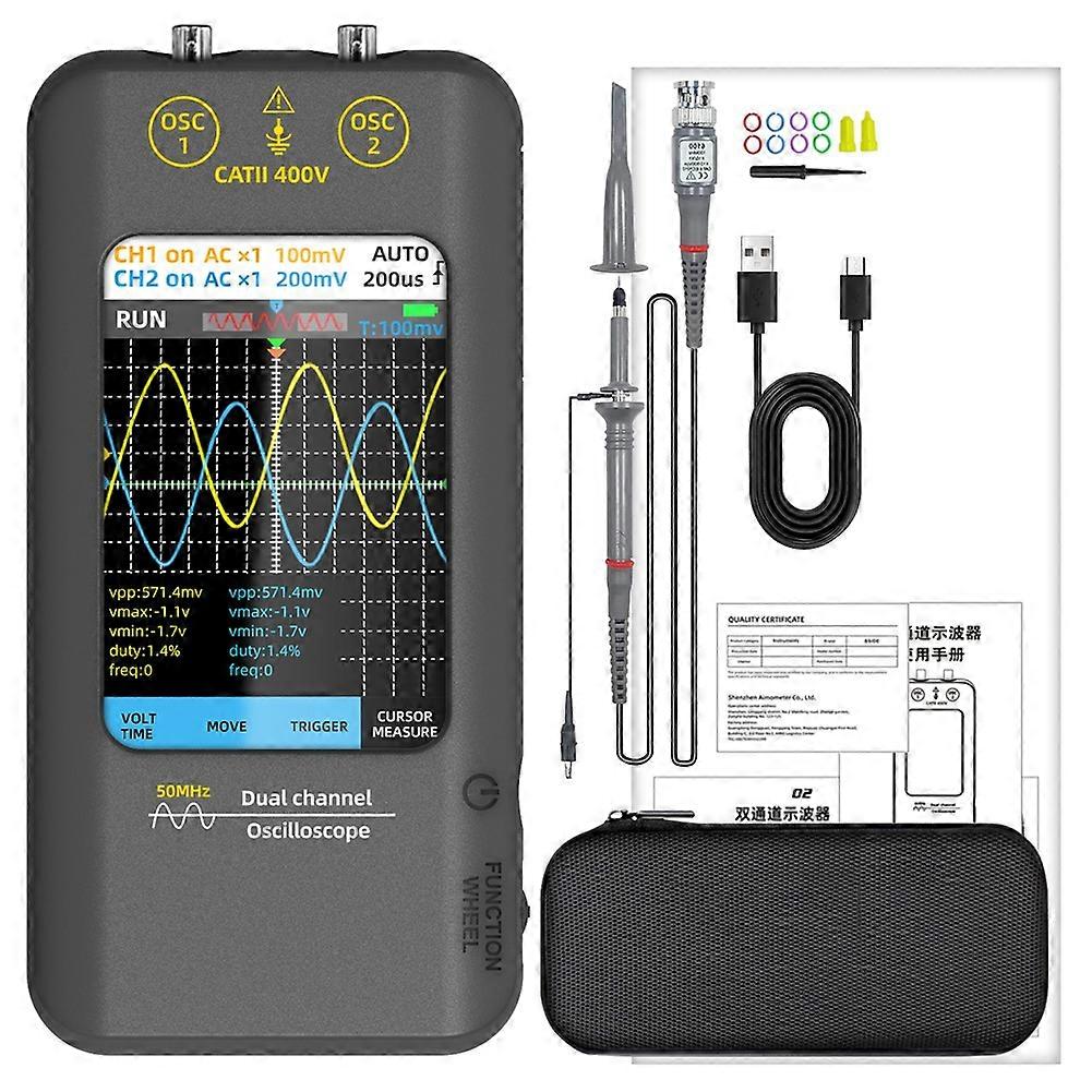 Dual Channel Digital Oscilloscope 50Mhz with Touch Screen & Signal Generator - 250MSa/S Sampling, 3.98Inch TFT Display