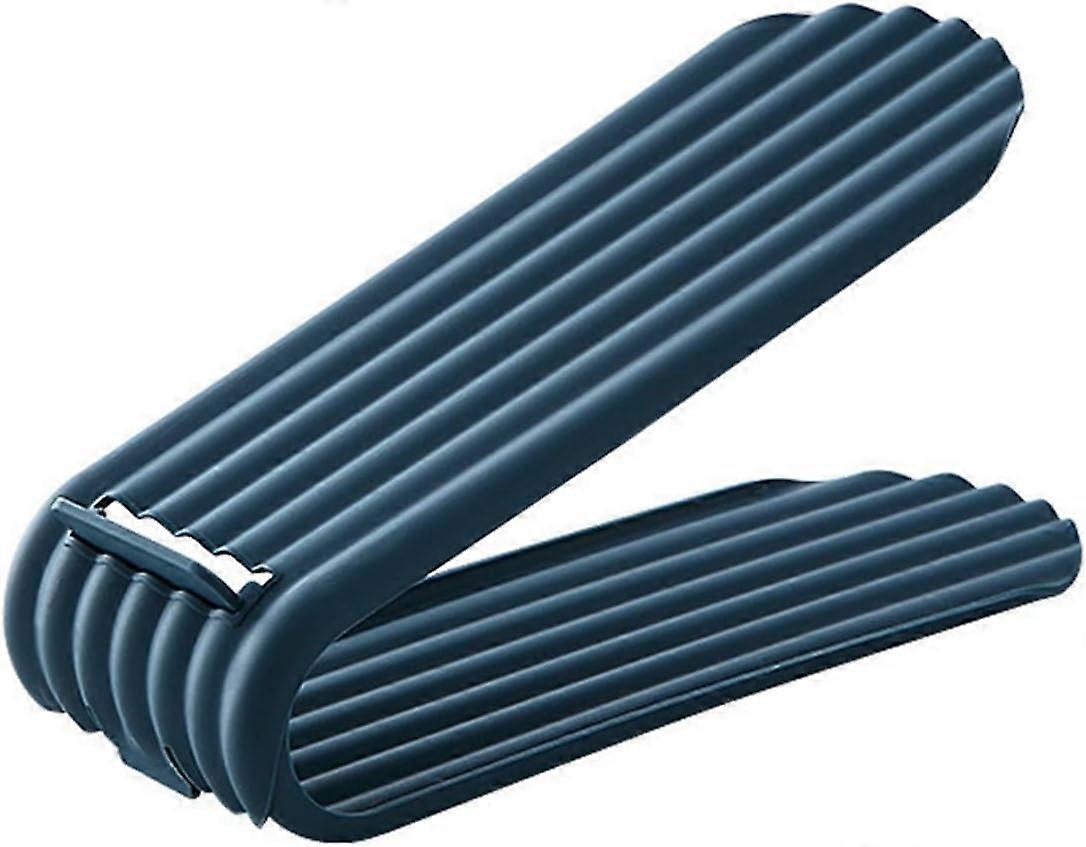 Shoe Storage Organizer Adjustable Double Layer Shoe Slots Rack for Closet Shelf (Dark Blue)