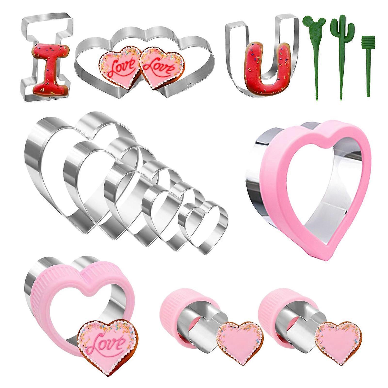 Cookie Cutters Stainless Steel Molds Set Heart Shaped Unique Cookie Molds Biscuit Cutter Suitable for Baking and Crafts Multicolor