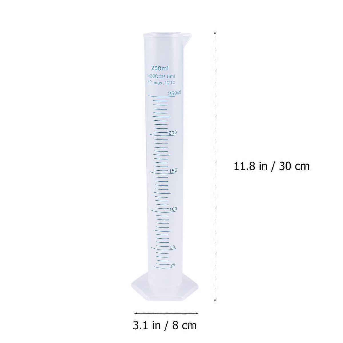 250ml Transparent Measuring Cylinder Plastic Graduated Cylinder Hexagonal Base (As Shown)