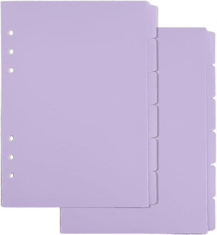 2 Sets 12 Sheets A5 Index Binder Dividers Purple Plastic Binder Dividers with Tabs 6 Ring Binder Dividers Binder Dividers Pages with 6-Tabs for Planne