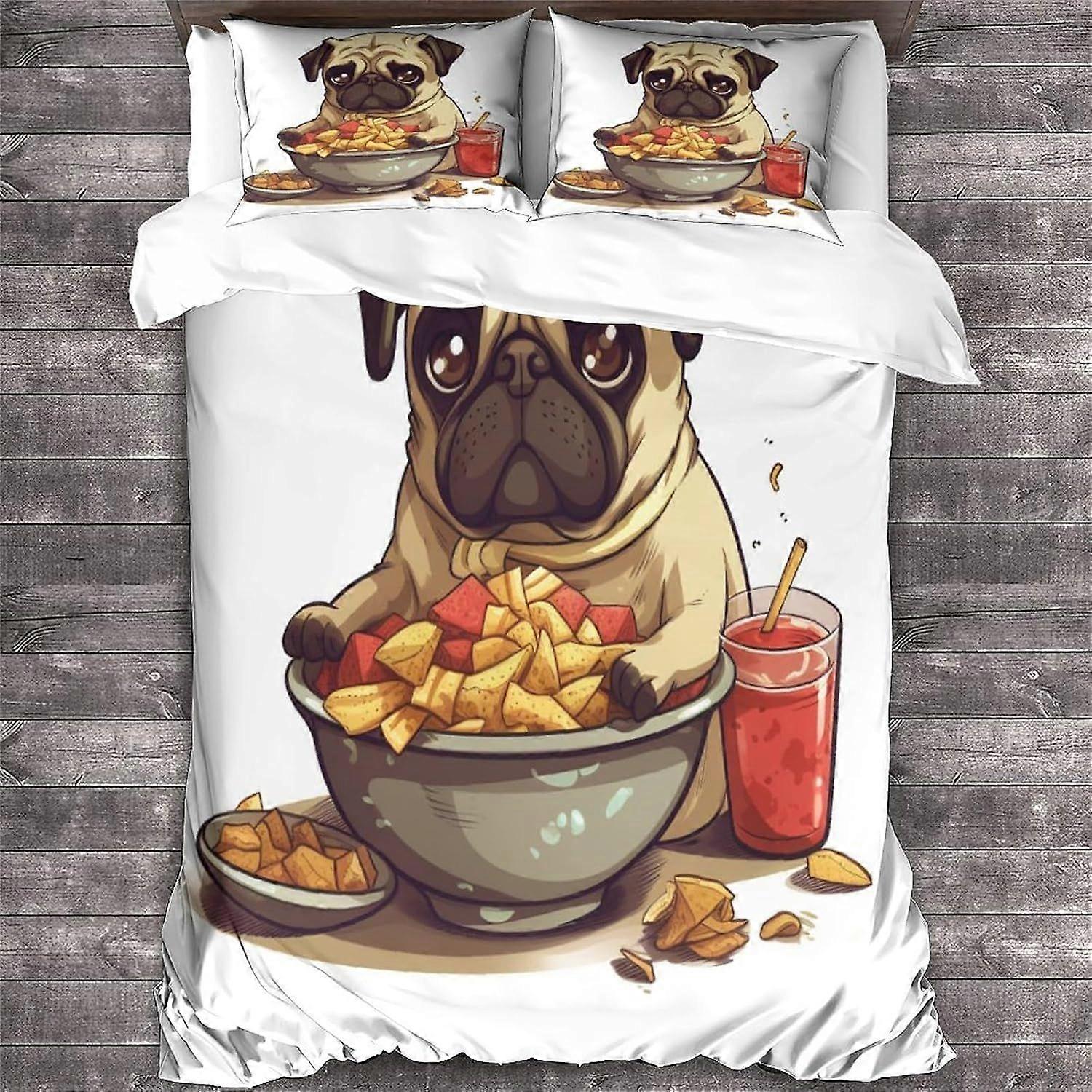 LikeEj PUG غطاء لحاف مجموعة 3D نمط الطباعة الفراش لحاف لحاف غطاء طقم ، ستوكات لينة مزدوجة