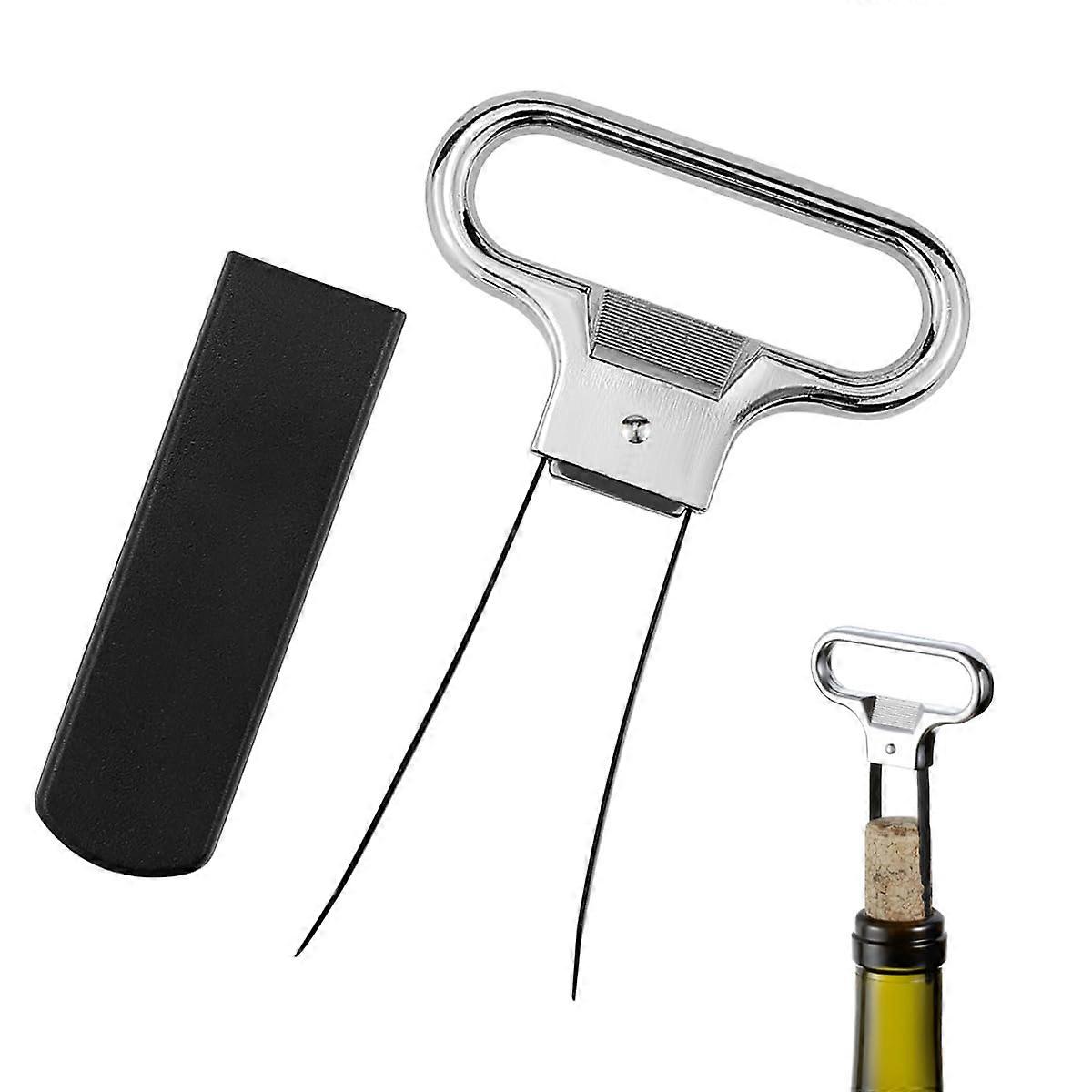Wine Bottle Opener with TwoProng Cork Puller and Dustproof Cover for Vintage Corks