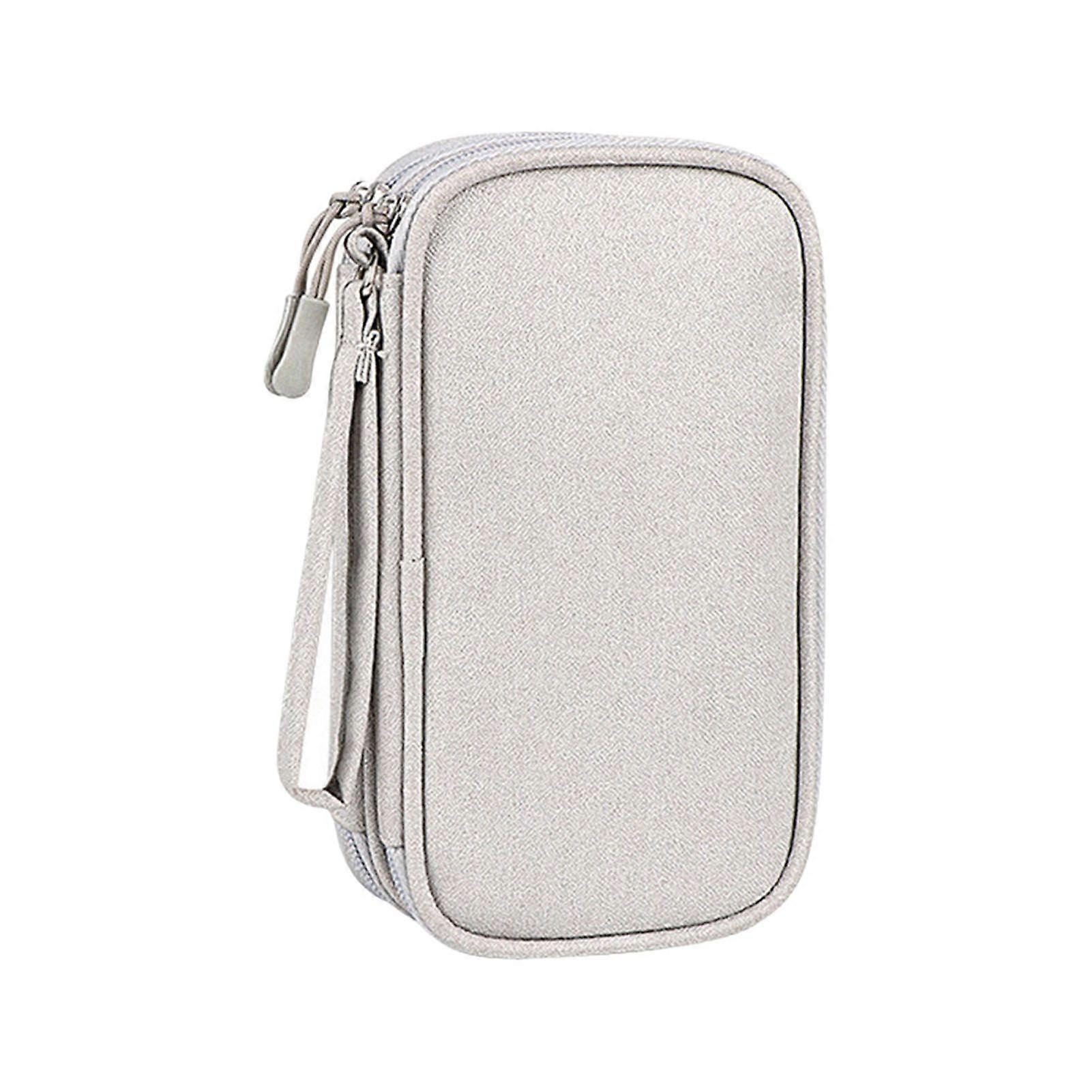 Power Bank Storage Bag Multi-purpose Carrying Case Zipper Closure Large Capacity Mesh Layer Cable Cord Storage Organizer