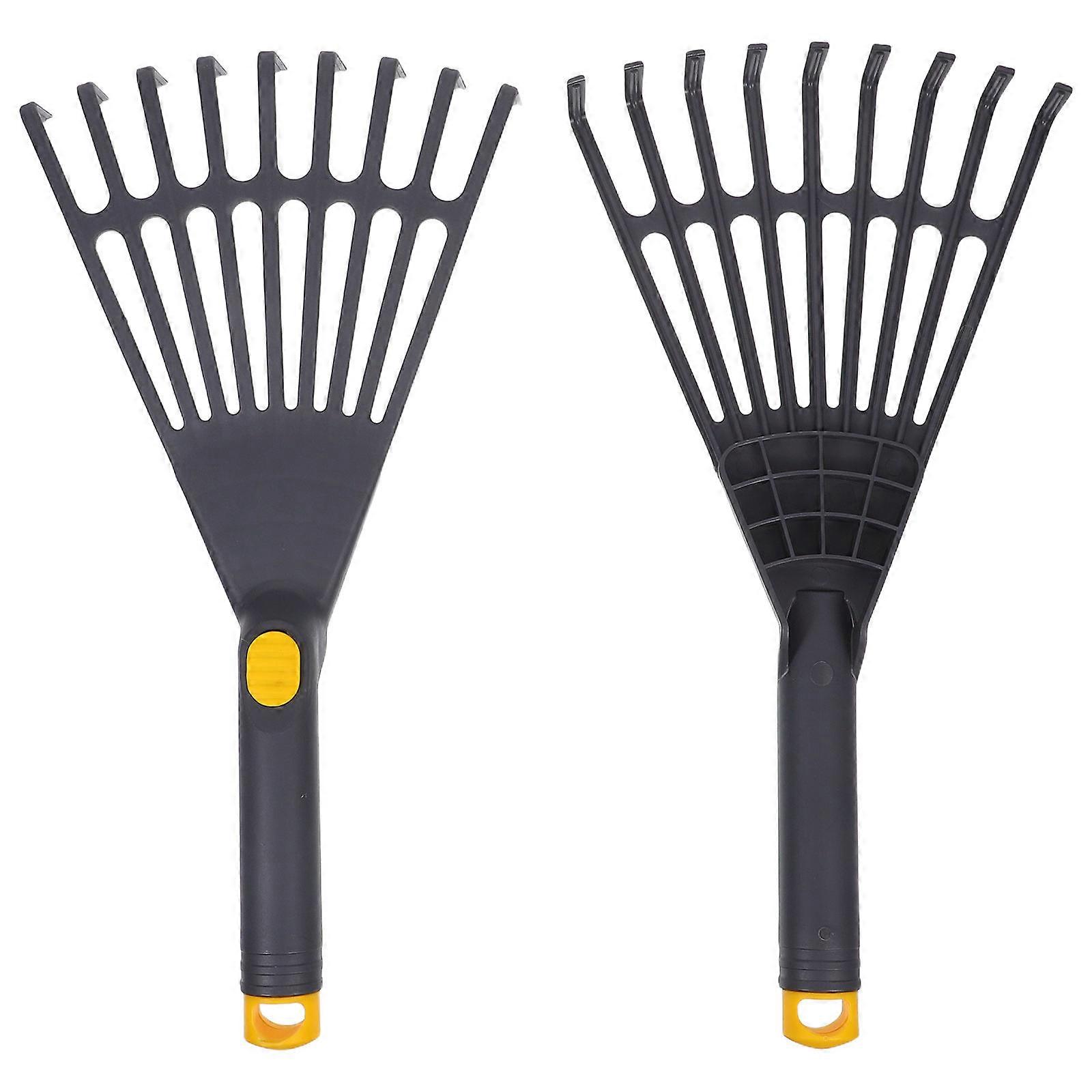Grey Gardening Rake Hand Rake for Lawn Care 2Pcs with Comfortable Handle