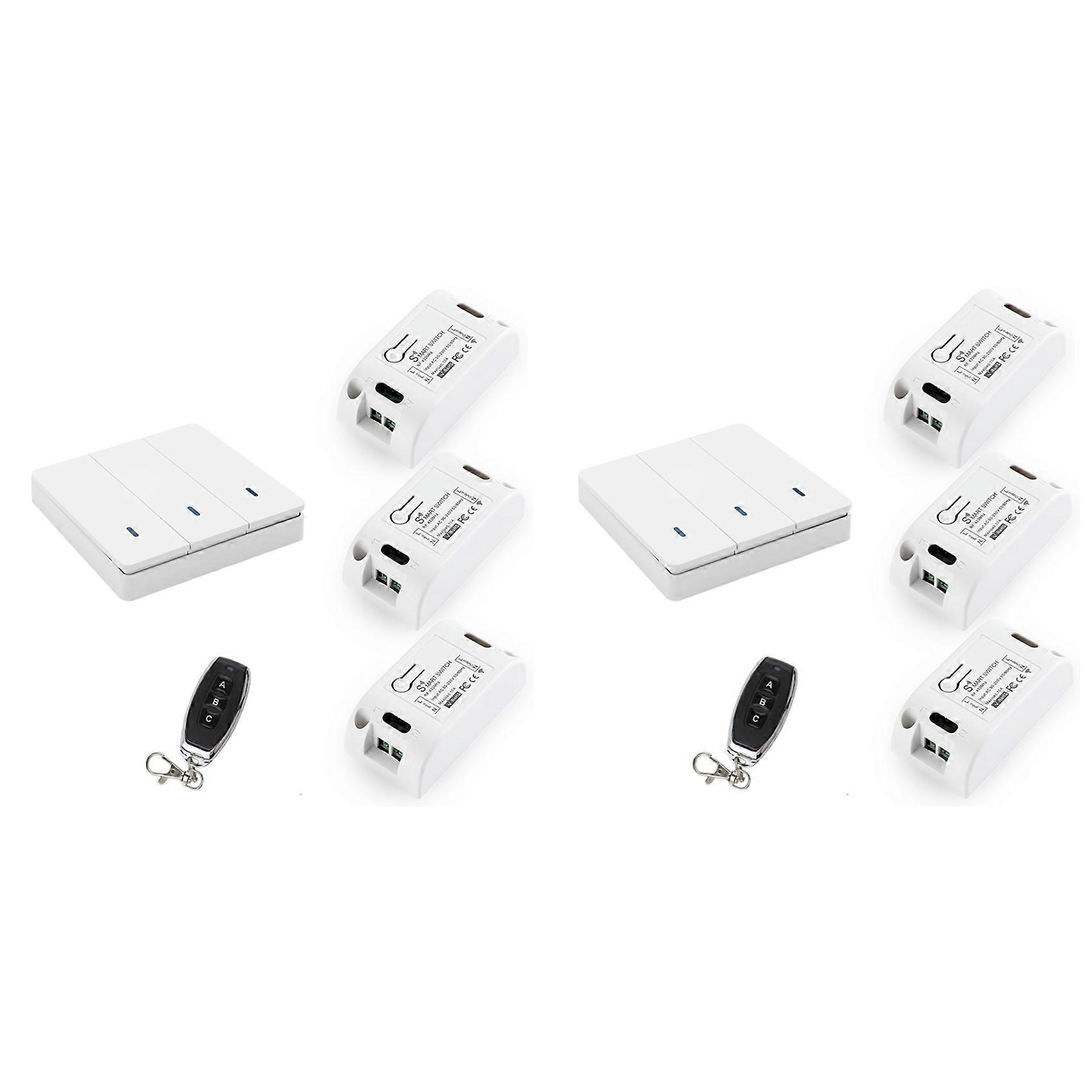 Wireless Smart Light Switch RF 433MHz Lighting Control Intelligent Switch AC 90-250V 10A Module( 2 W and 6 C and 2 RC)