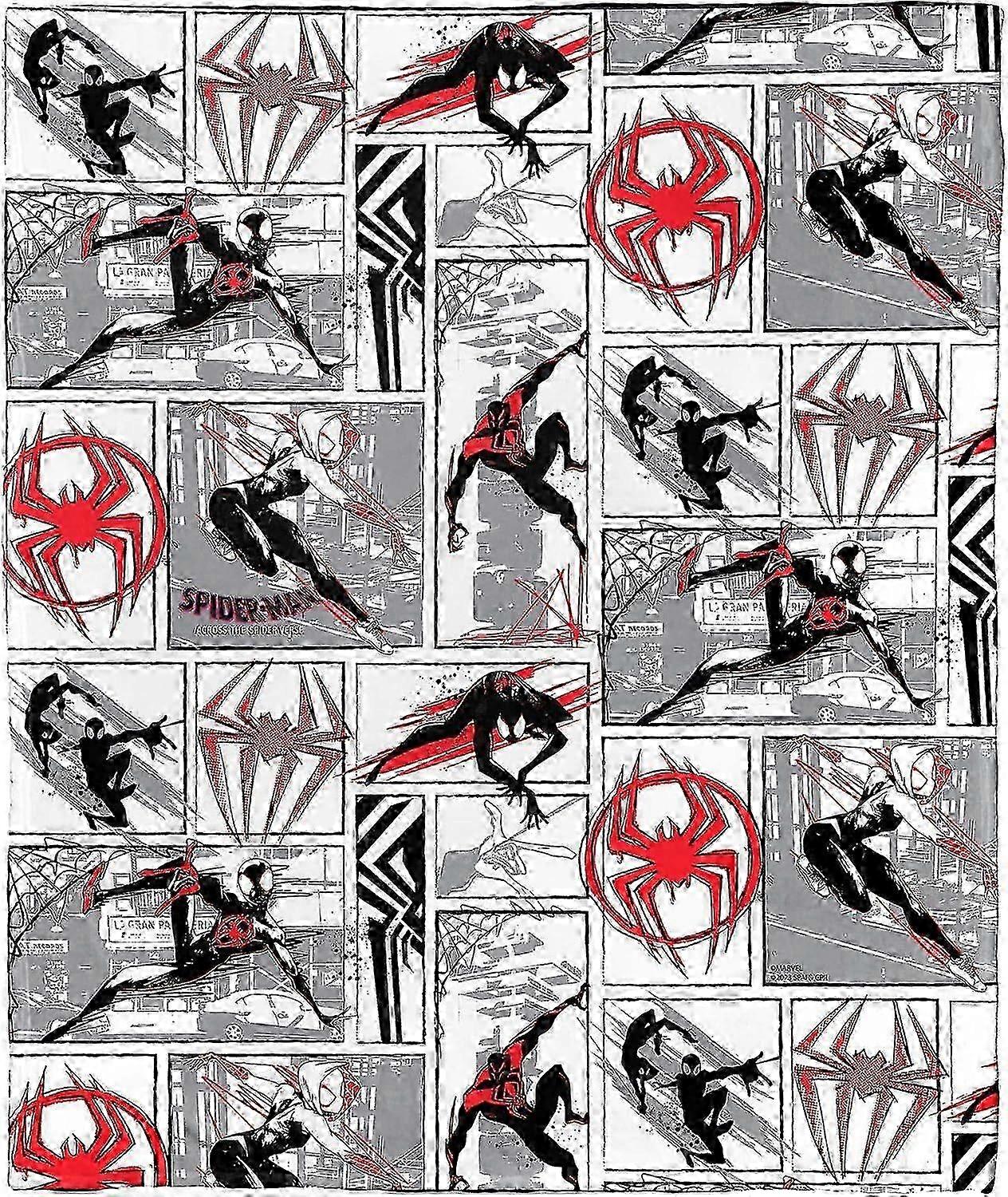Spider-Man Silk Touch Throw Blanket, Spiders in Action- Soft Plush Blankets for Bed, Couch, Sofa - Black Fuzzy Throws Gifts w