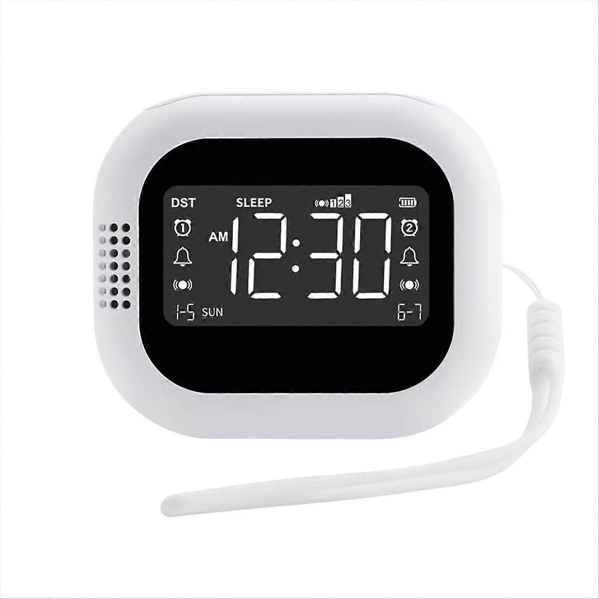 LED Display Vibration Alarm Clock Rechargeable White Noise