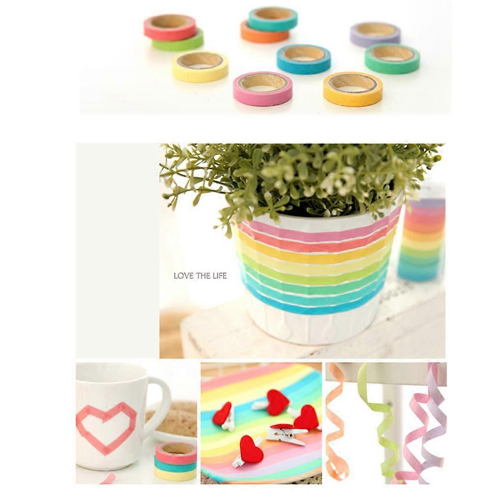 Colorful Washi Tape Set for DIY Crafts with 10 Vibrant Colors and Assorted Patterns 5x0.7x0.7cm