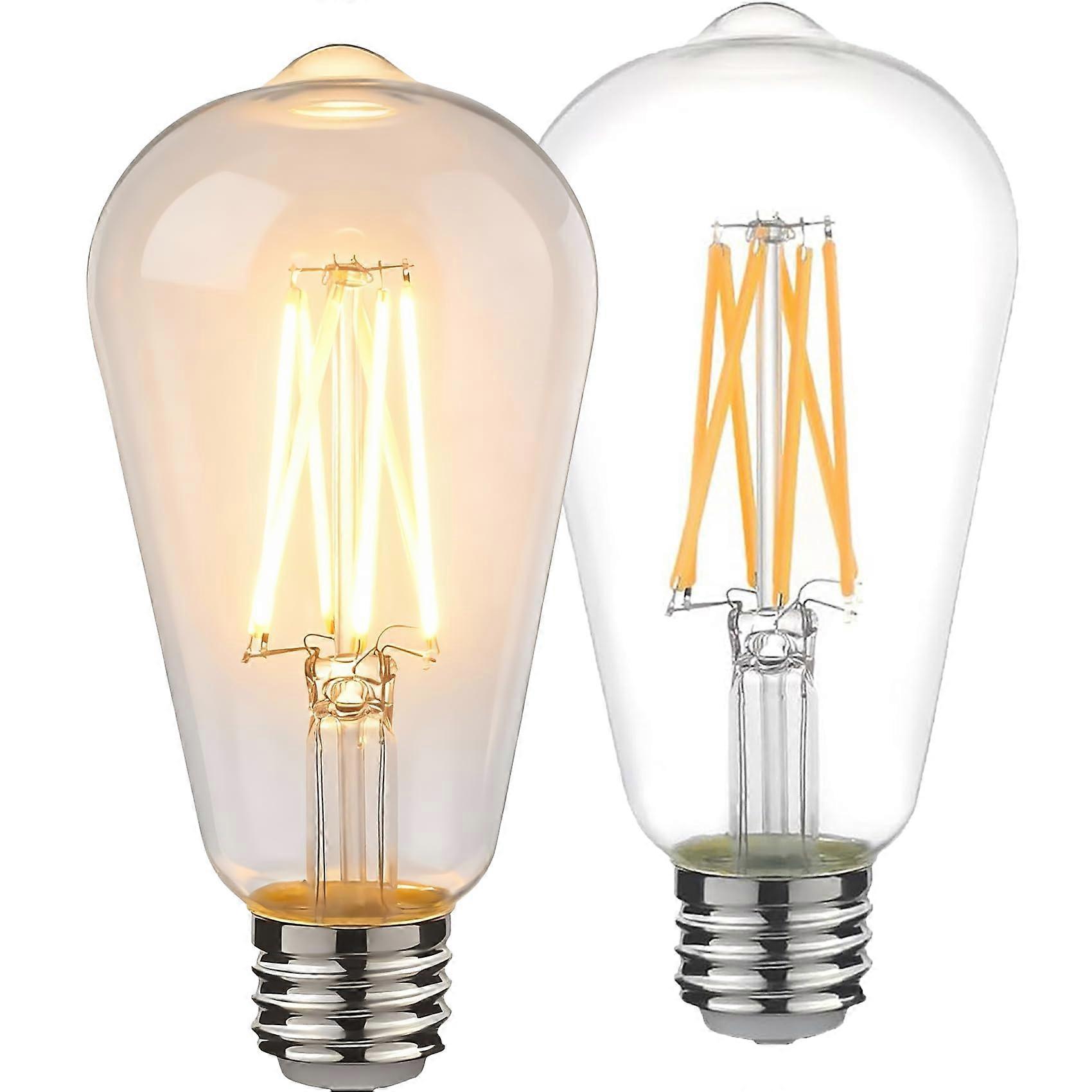 3 Way LED Light Bulb ST64 Vintage Edison Style, Warm 3000K Glow E26 Base, Energy Saving 2 Pack