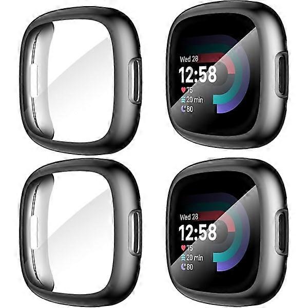 Diruite 4-Pack Case & Screen Protector for compatible with Fitbit Versa 4/Sense 2, HD Shockproof Soft TPU Full Protection
