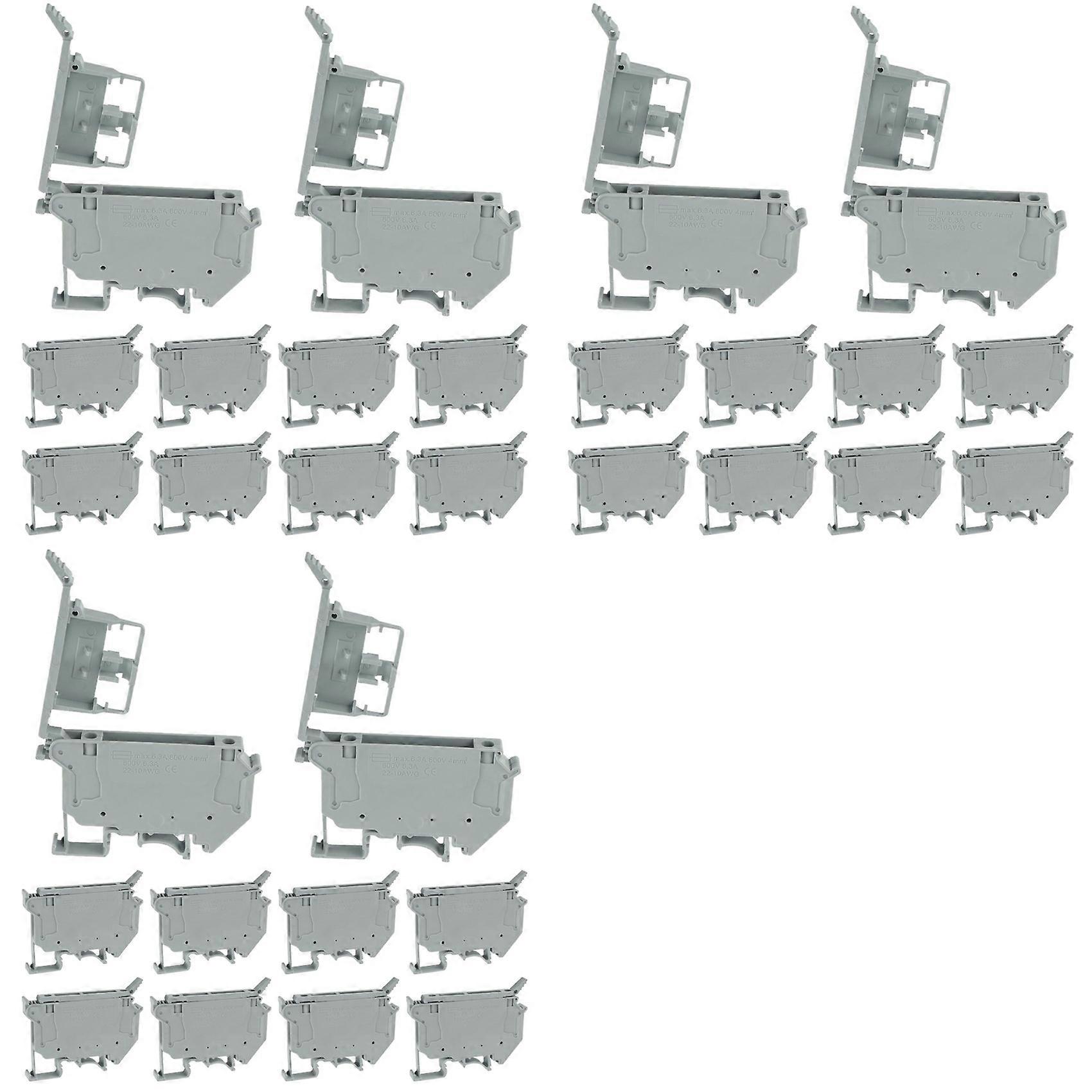 UK5-HESI UK5RD Without LED DIN Rail Fuse Terminal Base Disconnect Terminal Block Screw Clip (Pack of 30Pcs,Grey)