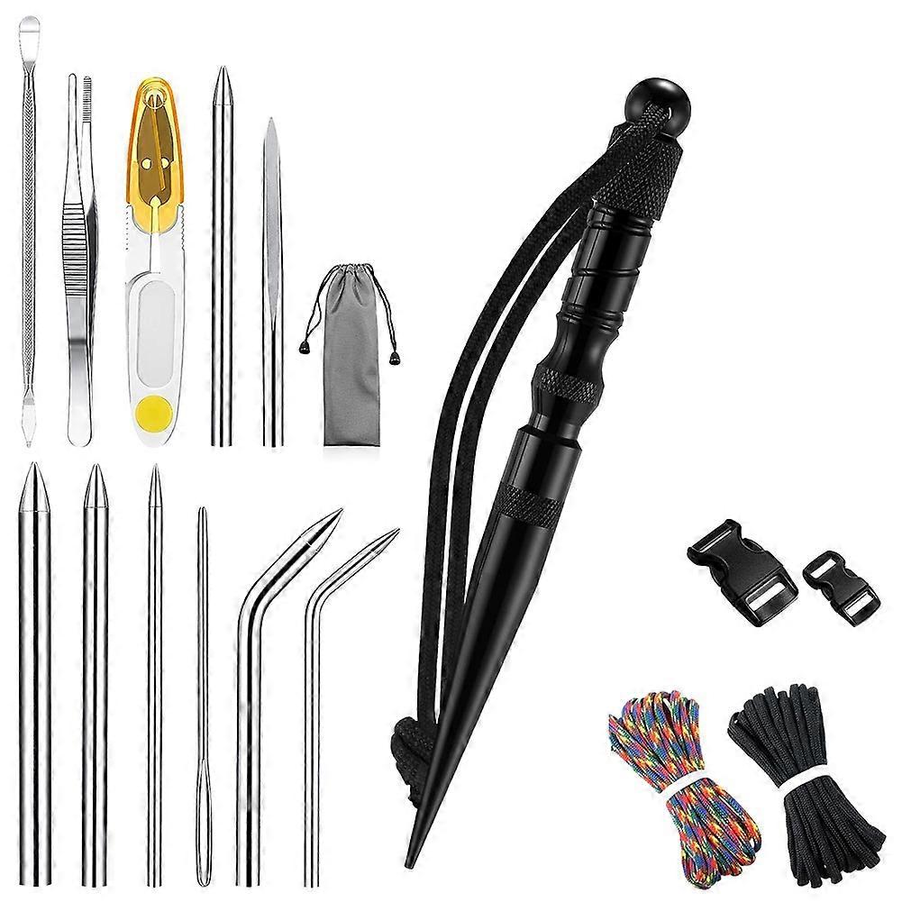 12Pcs Paracord-FID Knotter Tools Set Stainless Steel Marlinspike Set Stitching Lacing Needles and Smoothing Knotter Tool