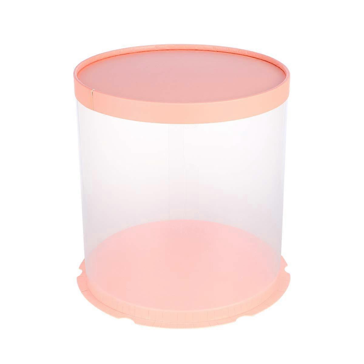Cake Storage Box, Transparent Plastic Round DoubleLayer Organizer with Secure Lid, 6 Inch Pink