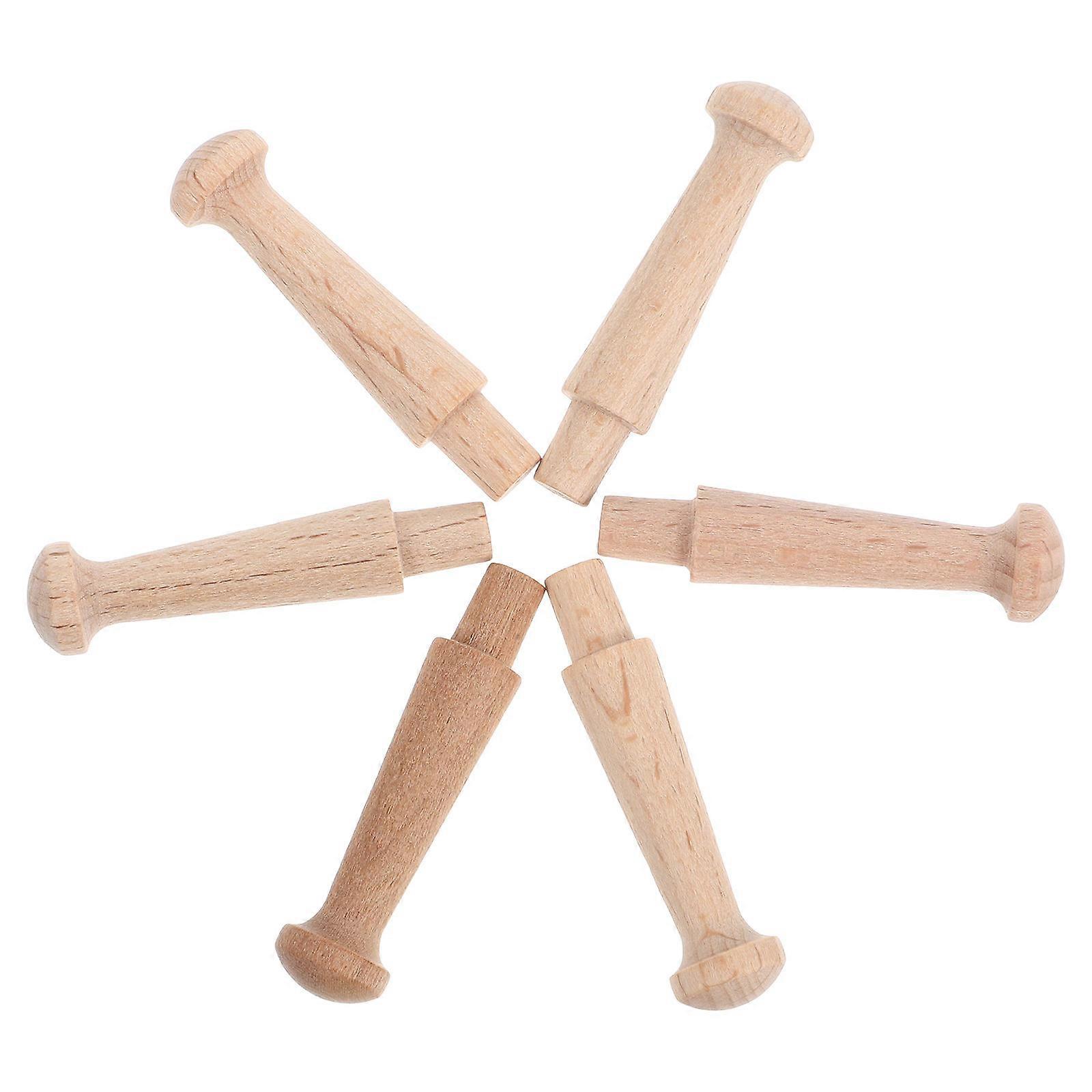Wooden Wall Hooks Beech Wood Rustic Coat Hooks 6Pcs for Hanging Hats