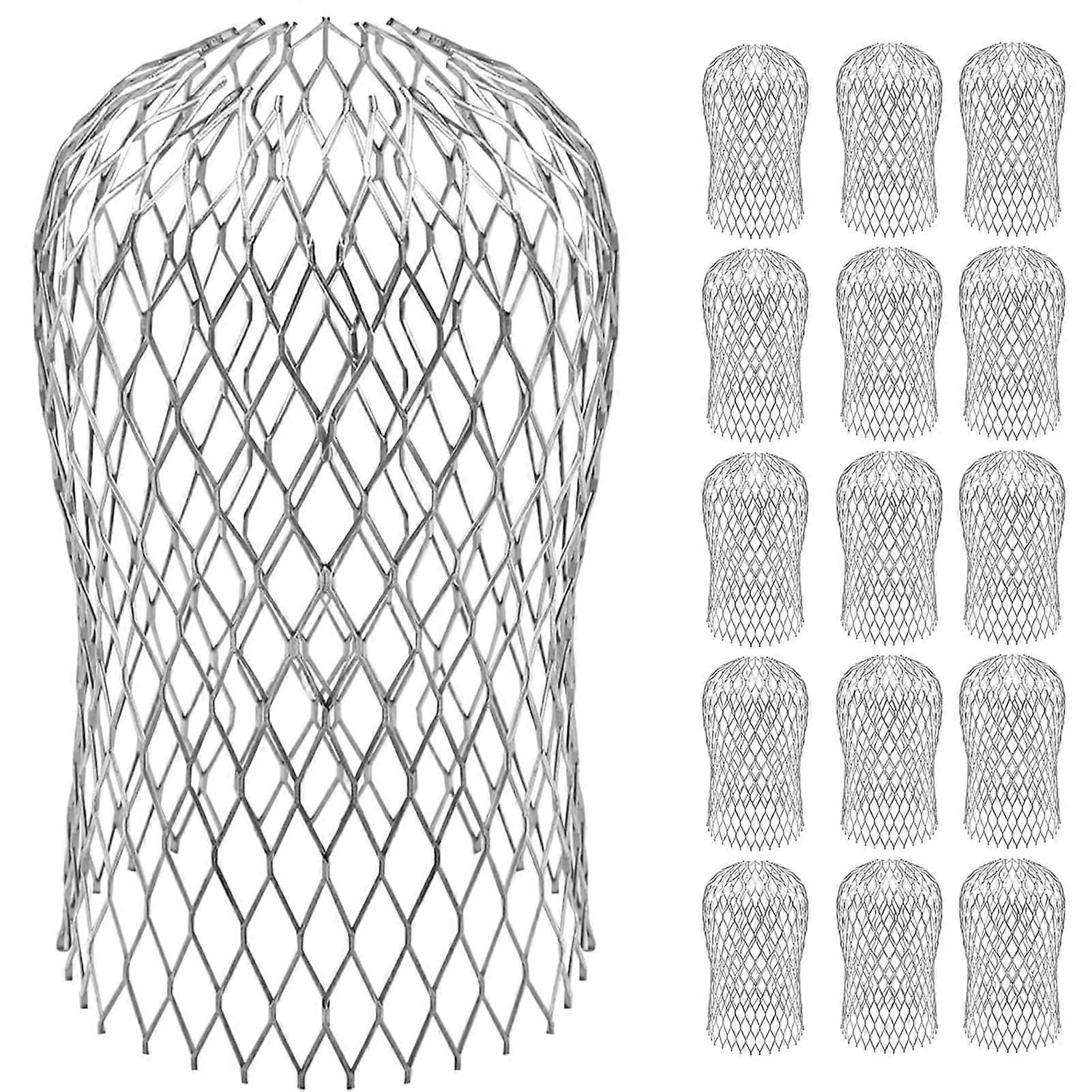 16 Pack Aluminum Gutter Guards Downspout Strainers, Expandable Leaf Filter for Clog Drainage