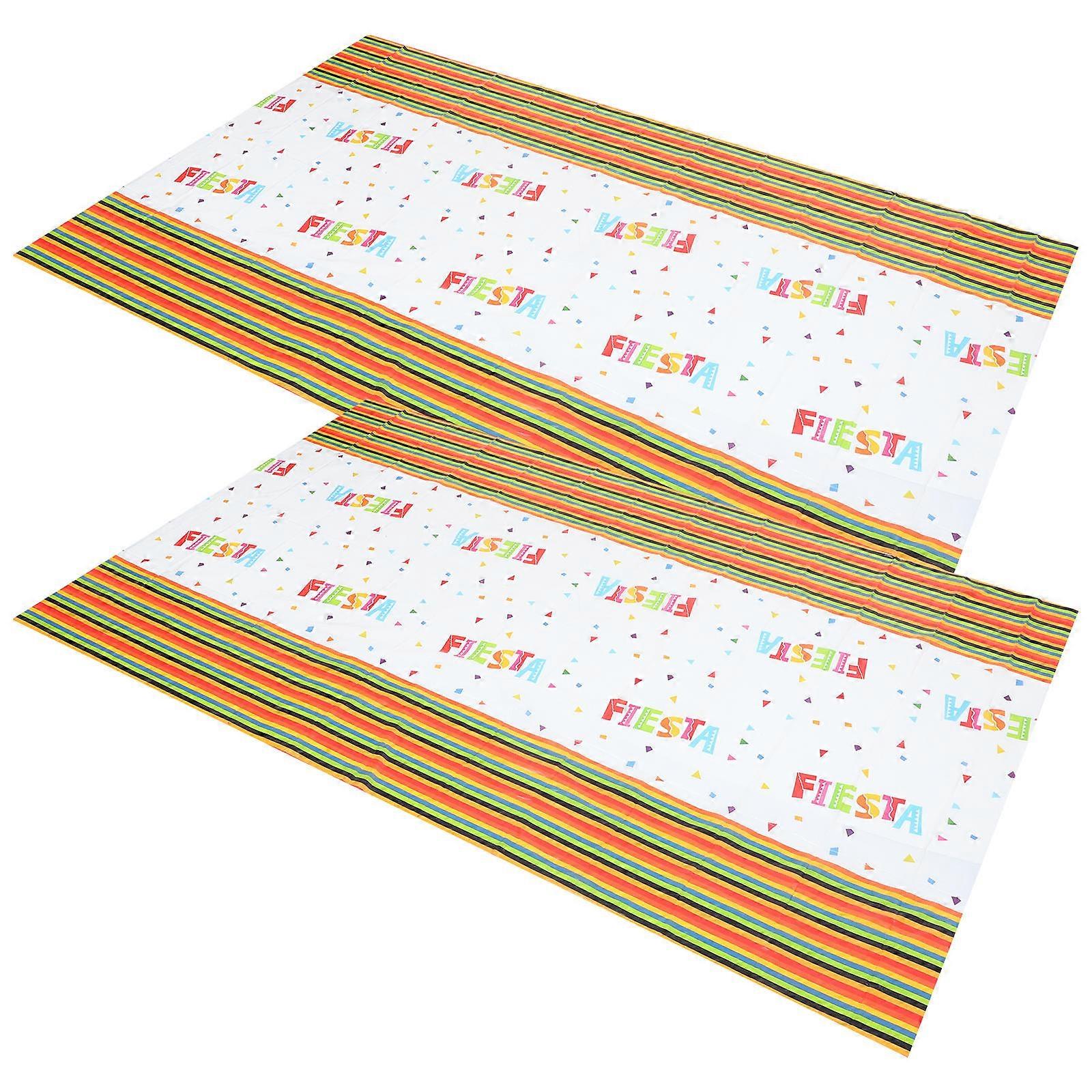 Mexican Theme Tablecloth 2Pcs Rectangular Carnival Night Party Tablecloth 220X132CM Multi Decorative