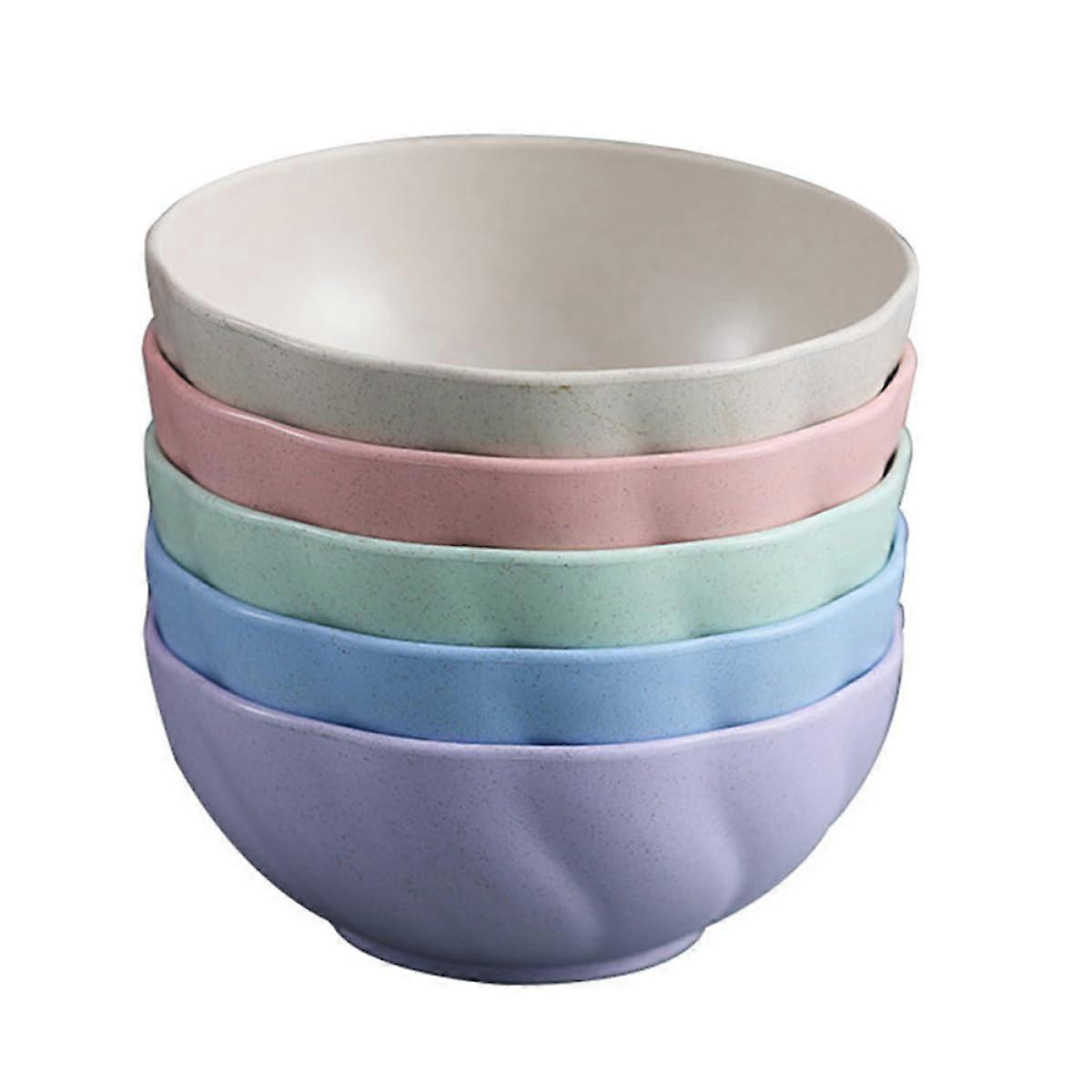 Wheat Straw Bowls Set of 5, Large Capacity EcoFriendly Dinnerware for Soup Salad Rice Microwave Safe