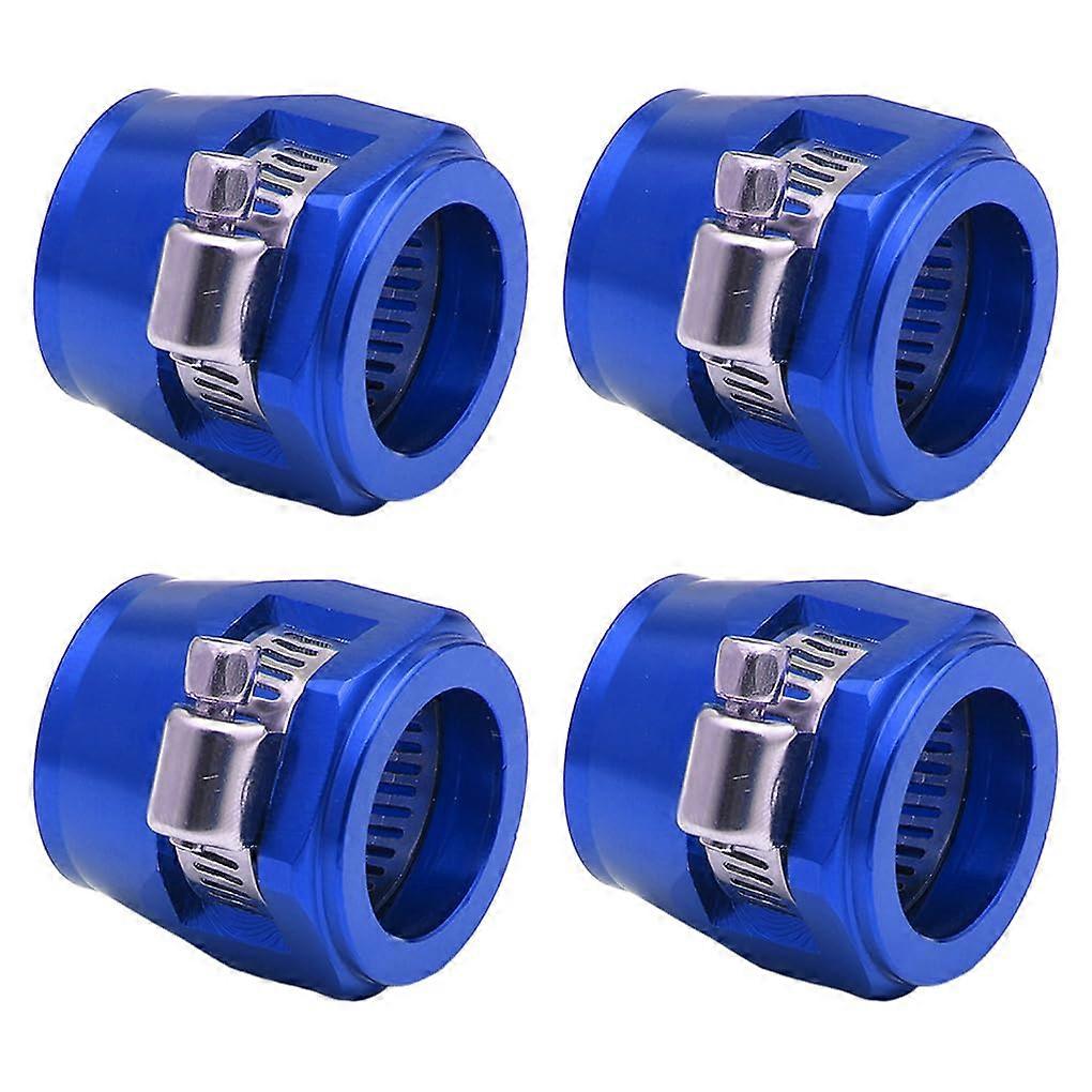 Blue AN8 Aluminum Hose Finisher Clamp 4pcs   Performance Durable Hex Design with Screw