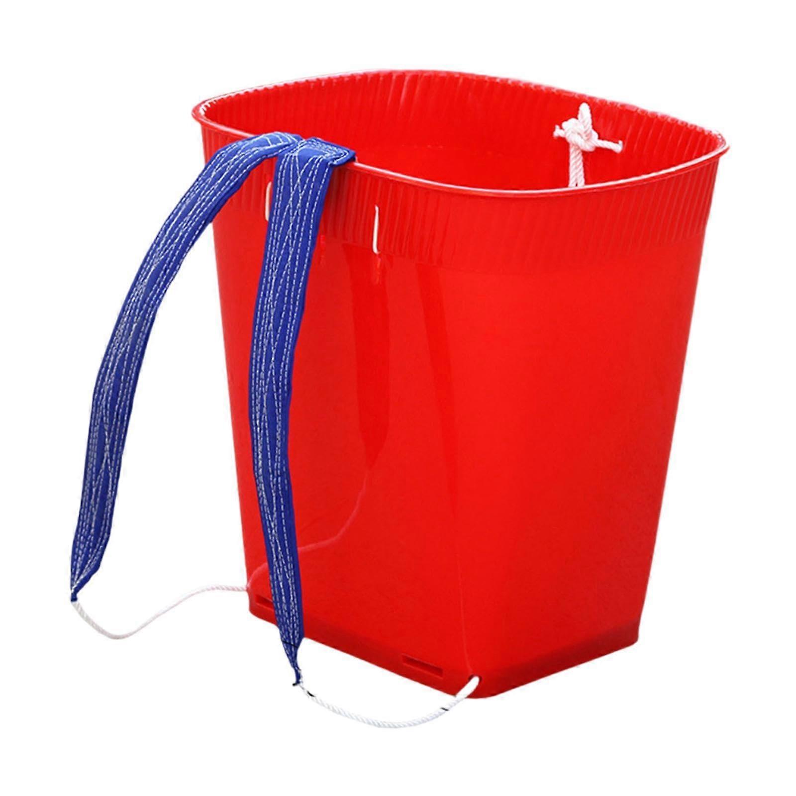 Fruit Picking Basket with Comfortable Straps, Red Ventilated Durable Plastic Backpack Harvest Basket